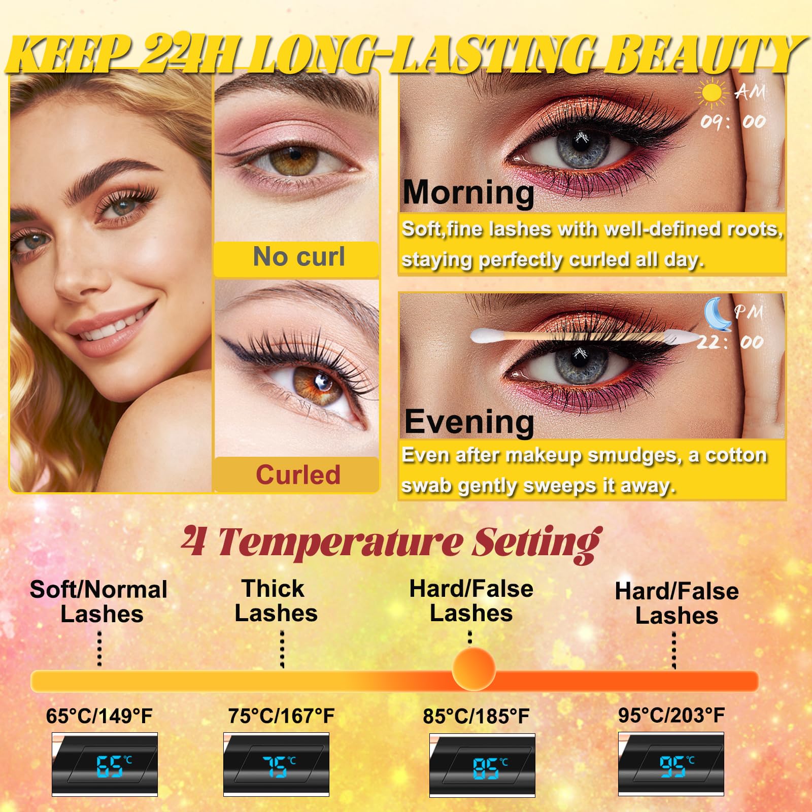 Beheizte Wimpernzange – Wimpernzange, beheizt, 4 Temperaturmodi, wiederaufladbar, elektrischer Wimpernzange, beheizte Wimpernzange für Frauen, Aufwärmen in 8 Sekunden, Anti-Verbrennungs-Design, MBlack