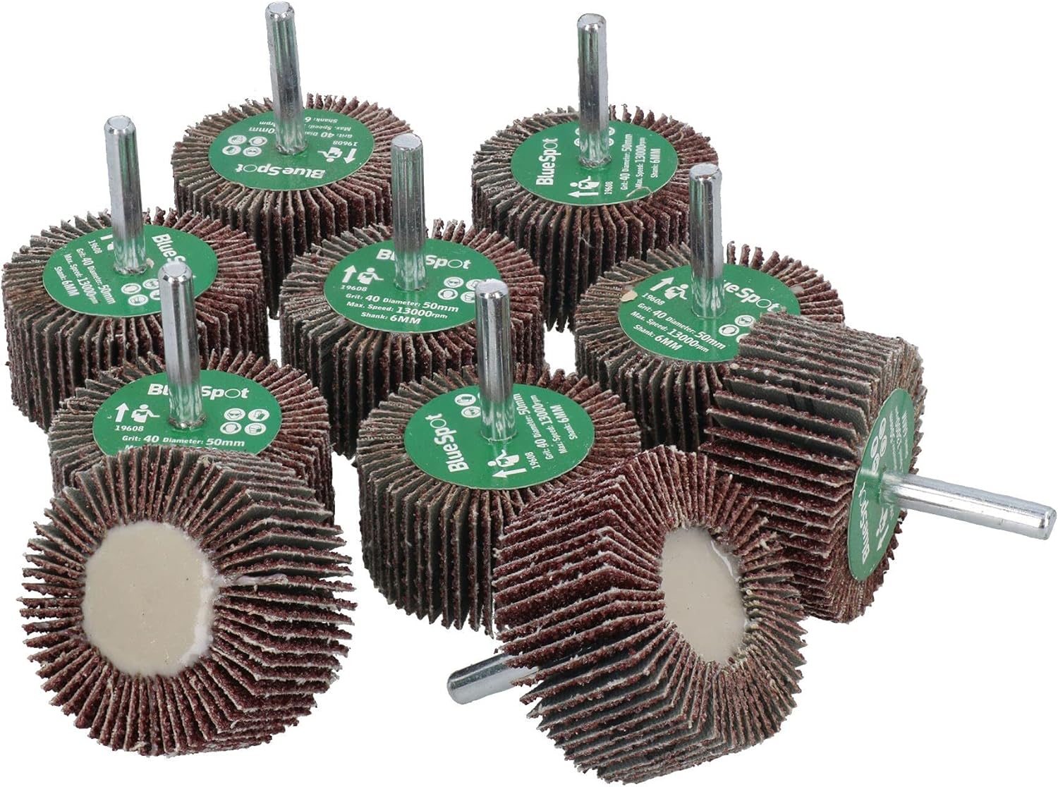 40 Grit 50mm Flap Wheel Disc Abrasive Sanding Pads for Drills 6mm Shank