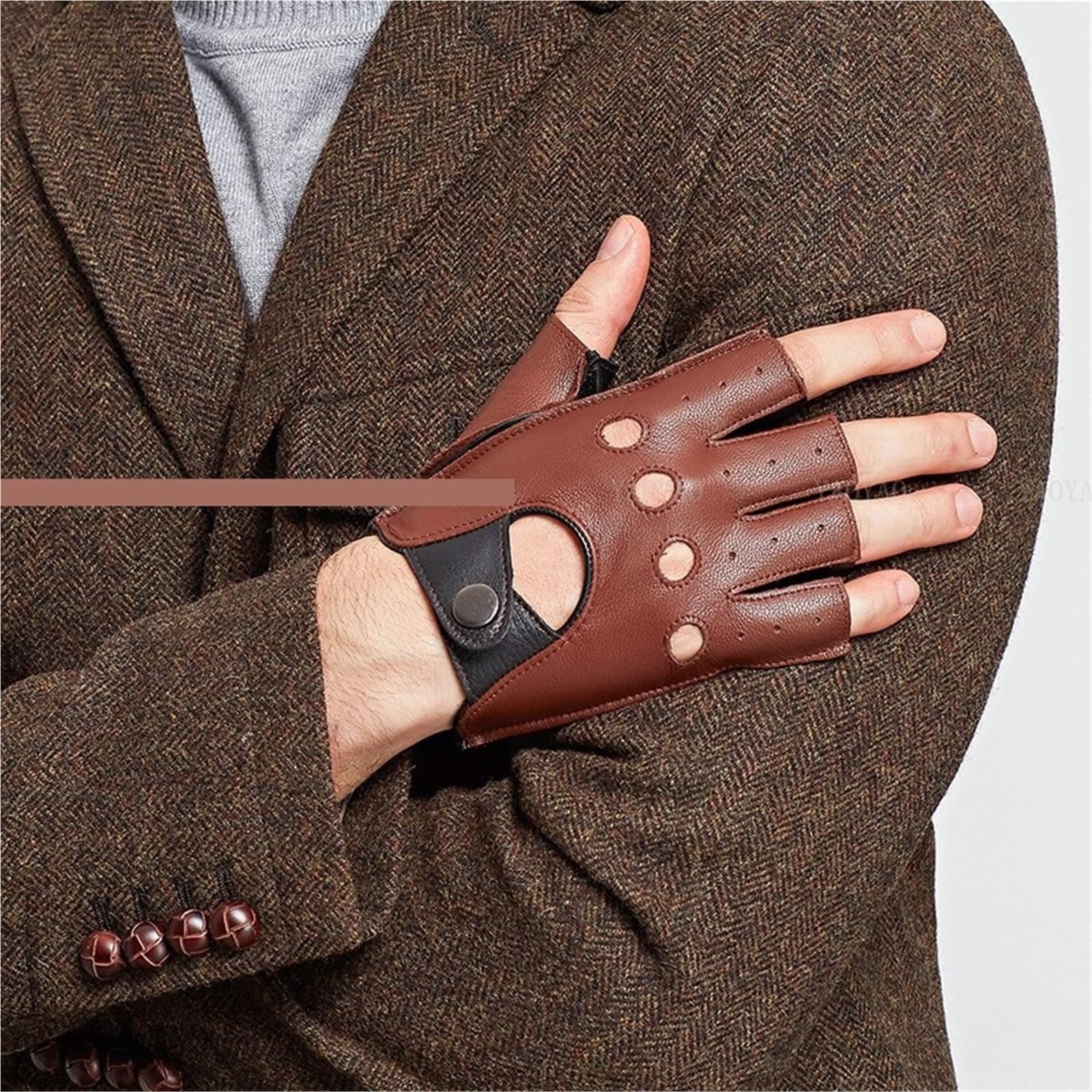 Guanti da Guida in Pelle Guanti da uomo in pelle a mezza dita sottili primaverili, guida e equitazione, Luvas Guantes