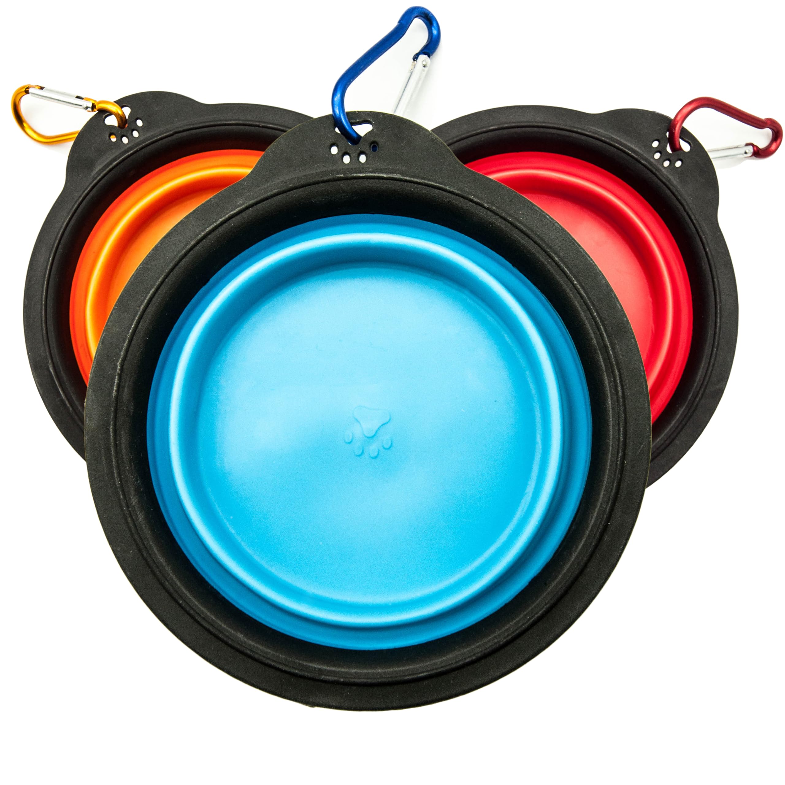 Portable Dog & Cat Bowl COLLAPSIBLE Dog Bowl Travel Dog Bowl with Clip Dog Camping Accessories Outdoor Feeding & Watering Supplies for Dogs Cats Foldable (Assorted (Pack of 2), Round)