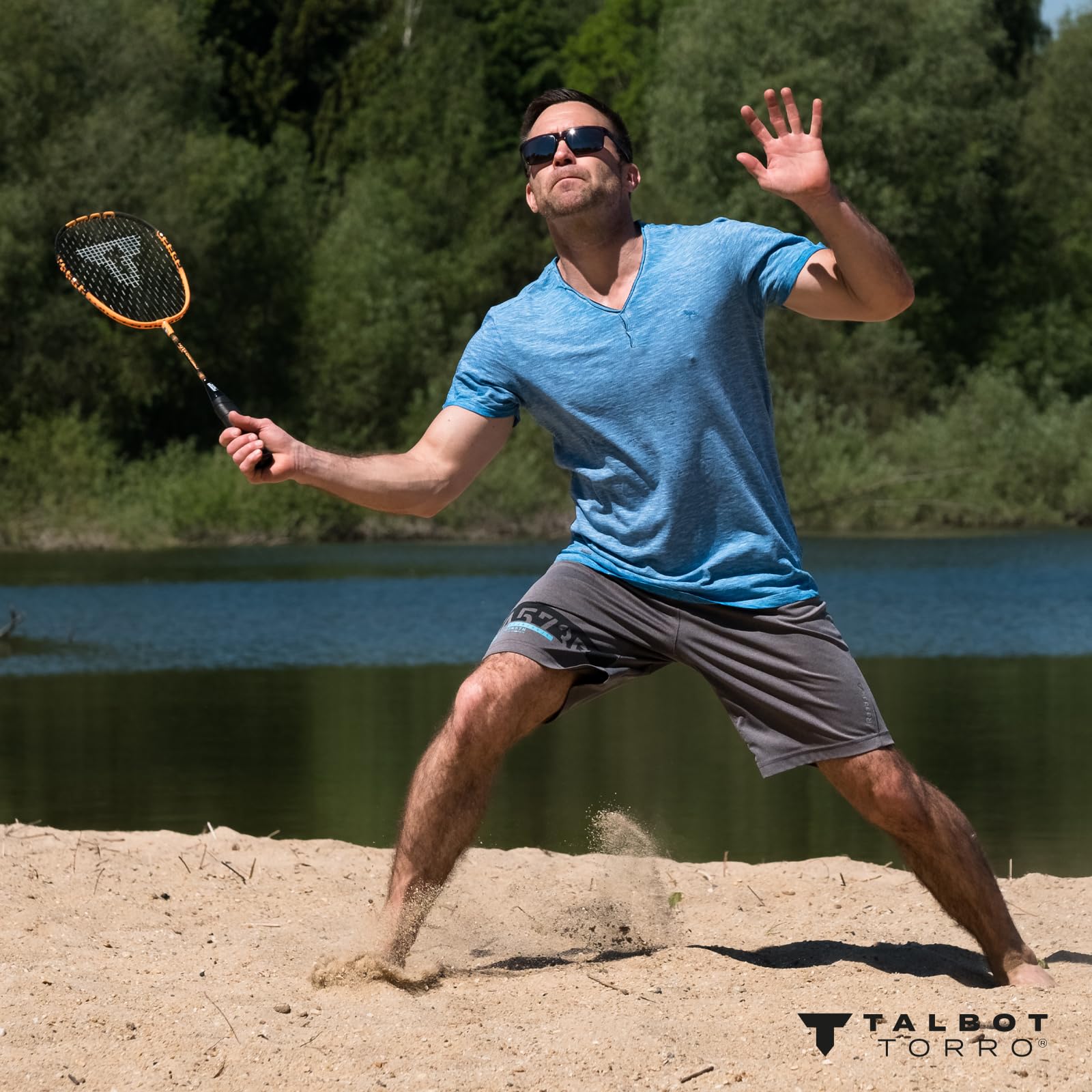 Talbot Torro Speedbadminton Set 2 Raquetas Aluminio 58,5 cm 3 Birdies Wind-Resistant Bolsa Malla
