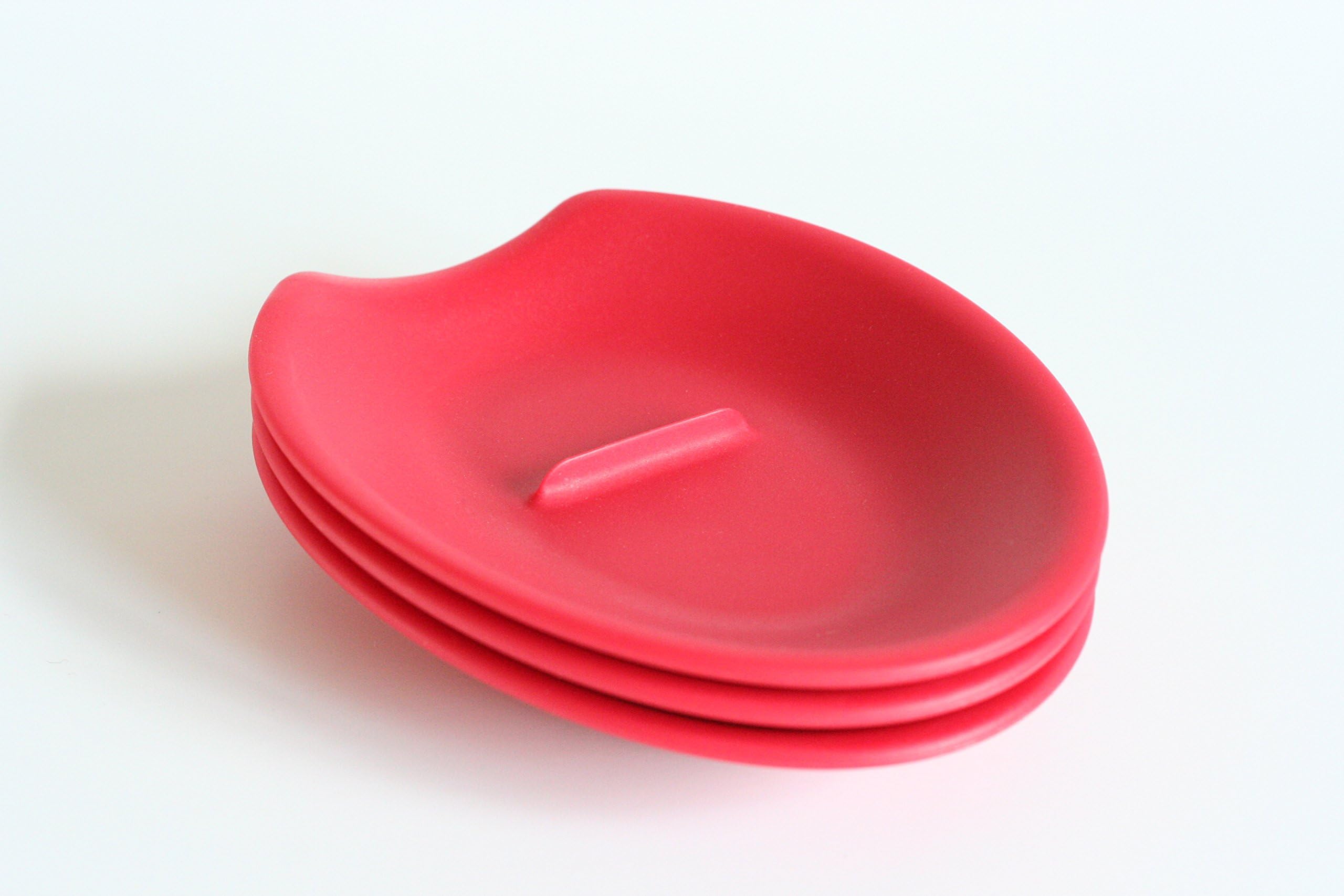 THE ORIGINAL Crack'em Egg Cracker & Spoon Rest (Red 3-Pack) - Perfectly Cracks Eggs & Contains Messes - Easy to Use & Clean - Great for Kids - Prevents Broken Yolks