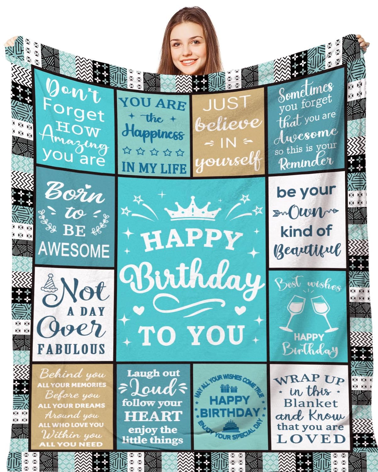 Aeoauter Birthday Gifts for Women Men Blanket Green 150 x 130 cm
