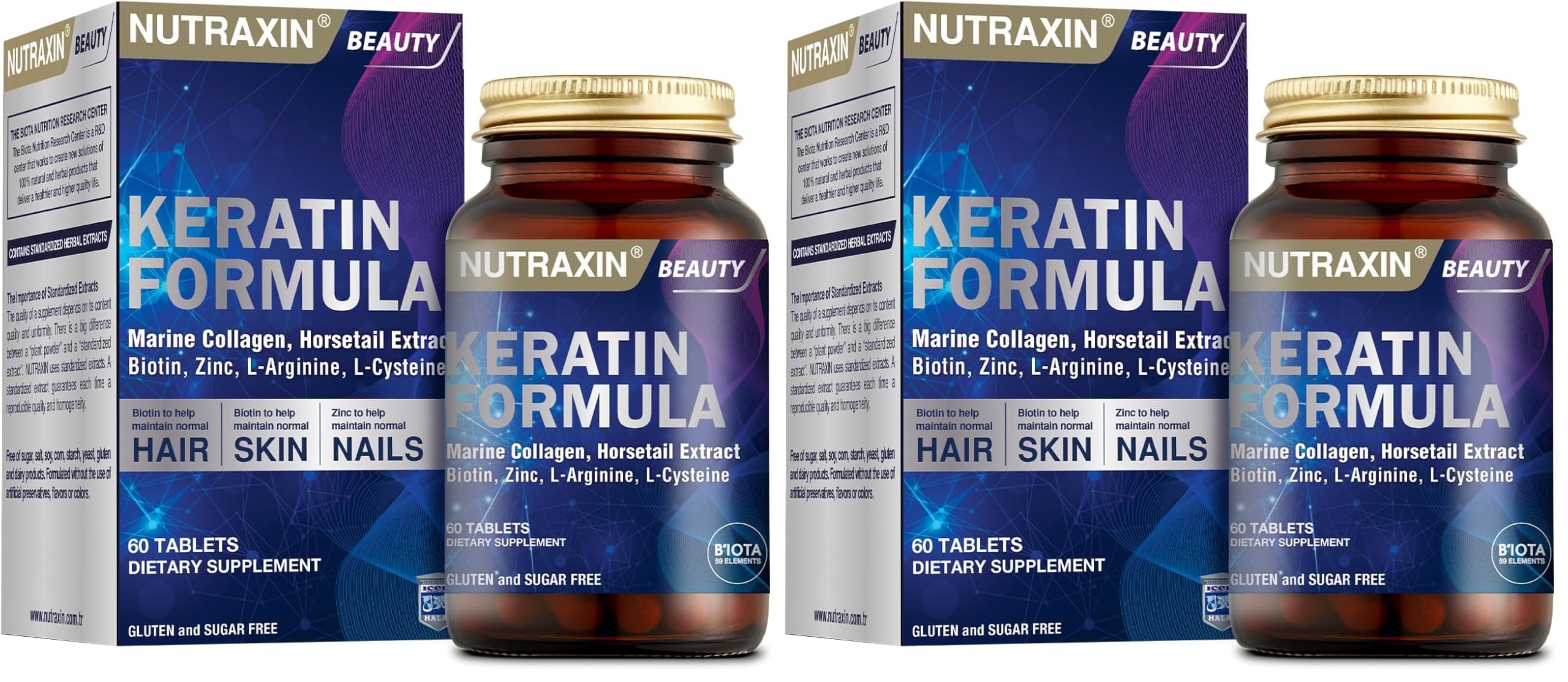 Nutraxin Beauty Keratin Formula 60 Tablet Takviye Edici Gıda (2 paketi)
