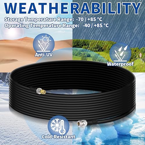 Miniatura 3 de Bingfu Lora Antenna ALSR400 - Cable de extensión RF de pérdida ultra baja de 10 pies - N hembra a RP-SMA macho - con adaptador SMA macho compatible