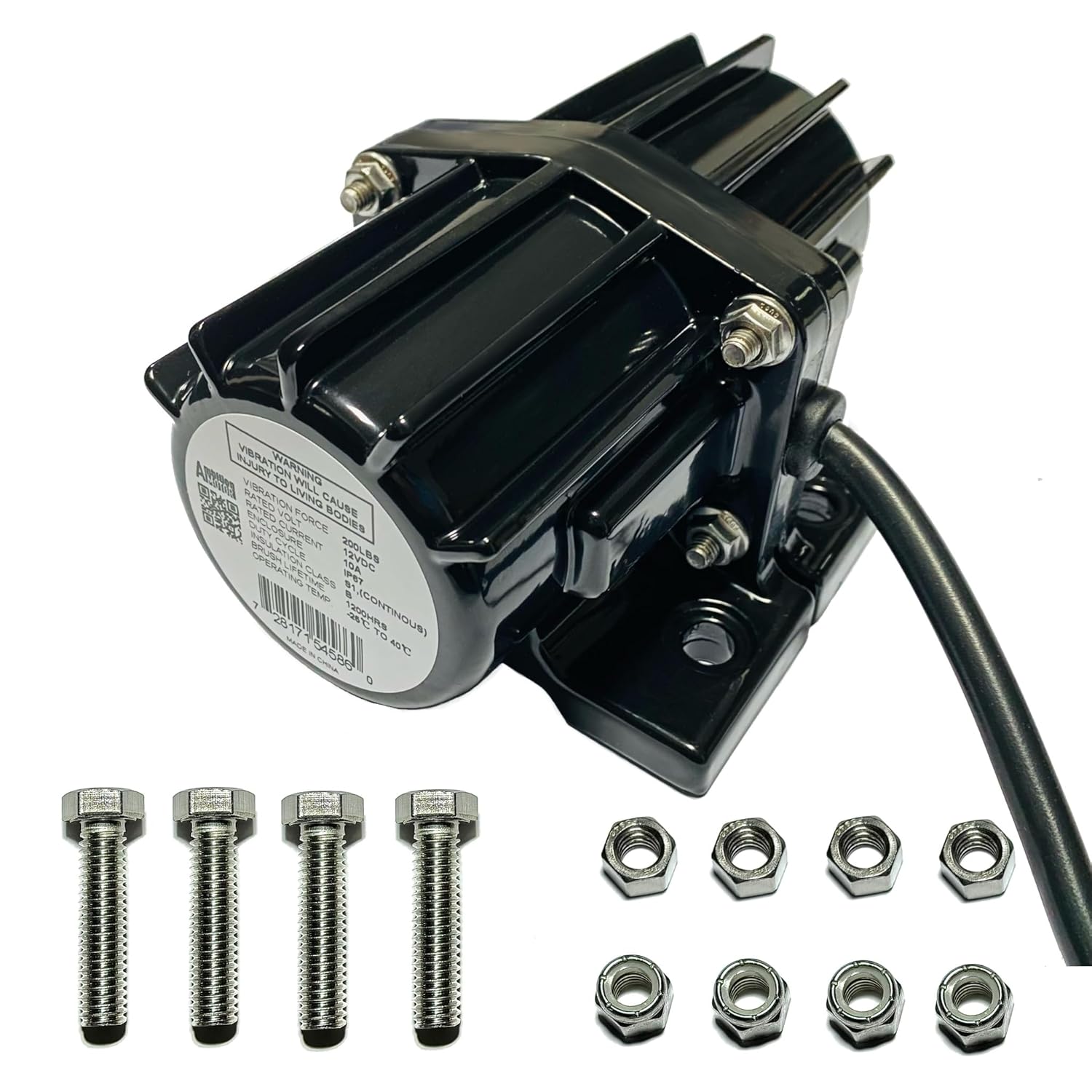 VIB200 12VDC Vibrator Vibration Motor for Salt Sand Spreader and Concrete Mixer 75Hz 200LBS
