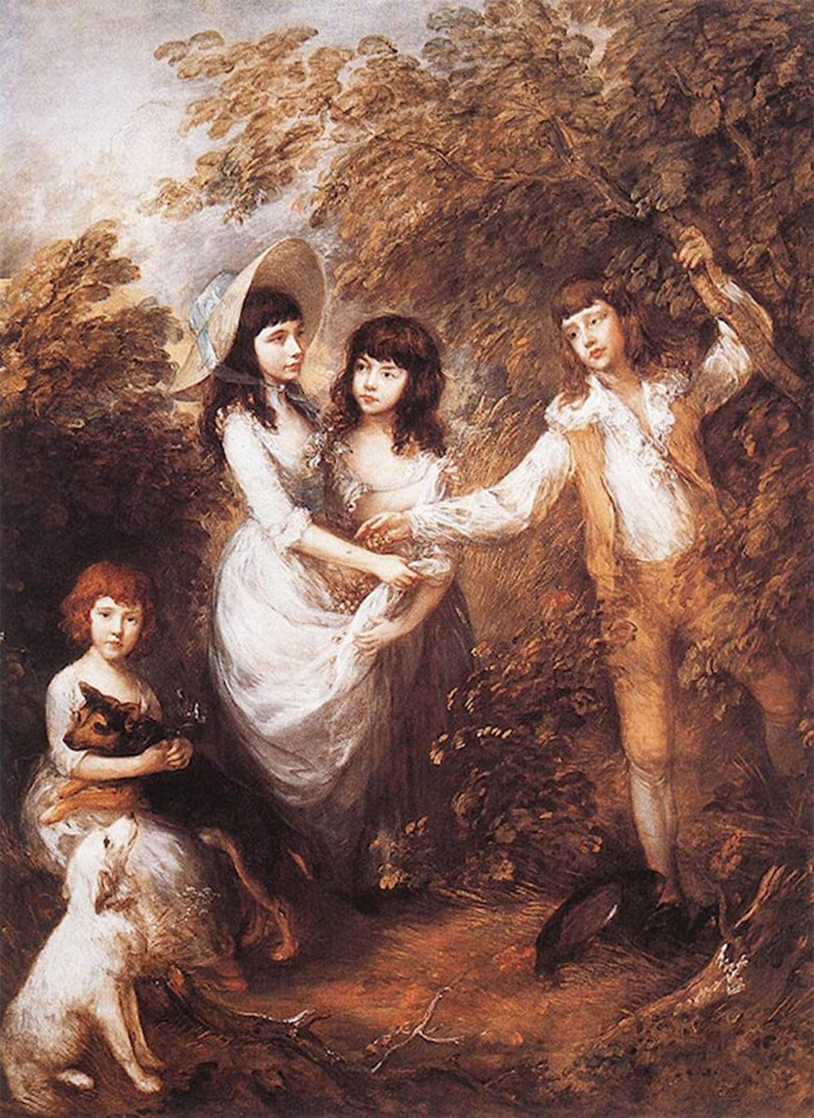 ARTXLXXBN Famous Painting Canvas Artwork Graffiti Print the Marsham Children by Thomas Gainsborough Portrait Canvas Image for Home Decor 60x90cm