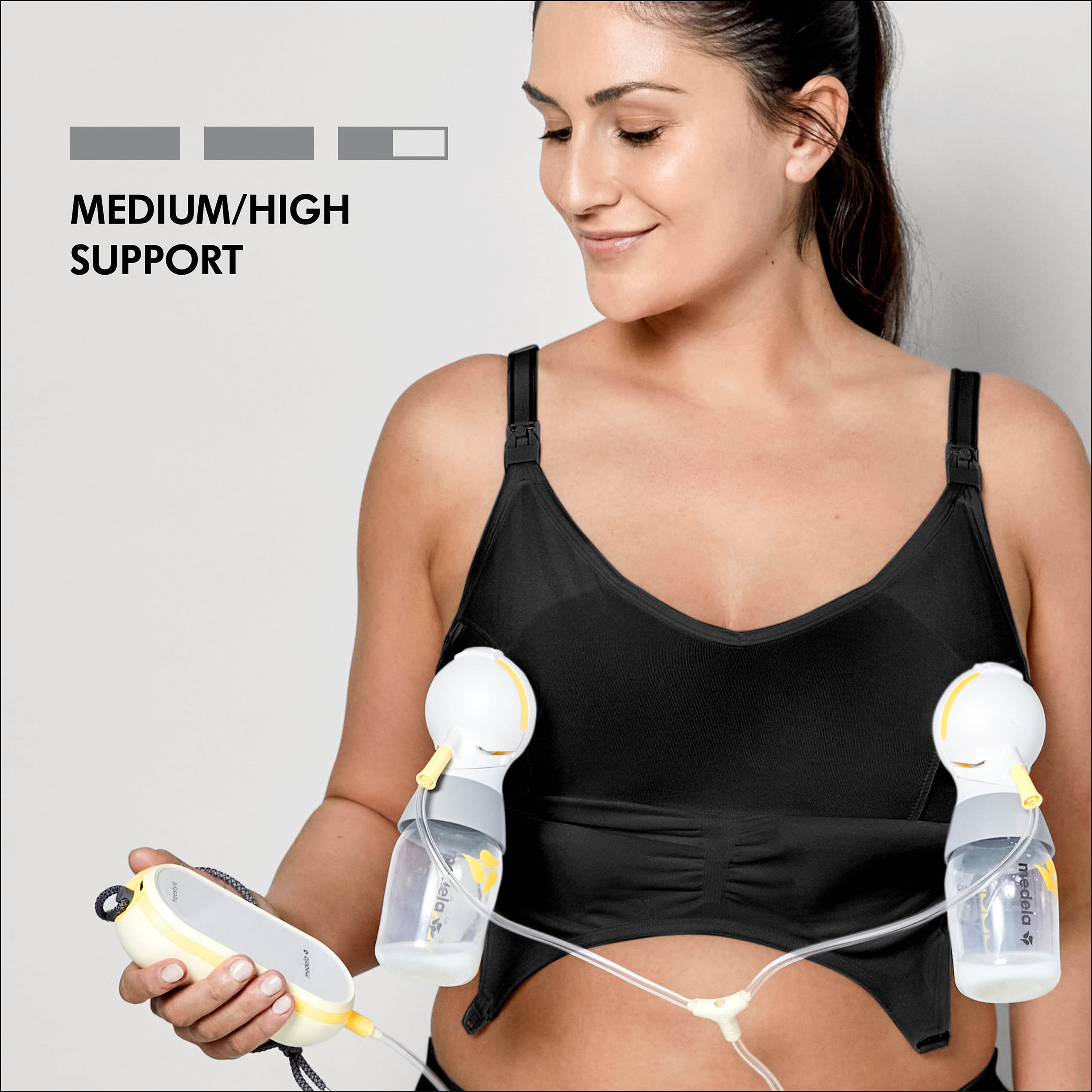 Medela Reggiseno 3 in 1 per allattamento e pompaggio, leggero e confortevole durante l'alimentazione, il pompaggio elettrico o il pompaggio in-Bra