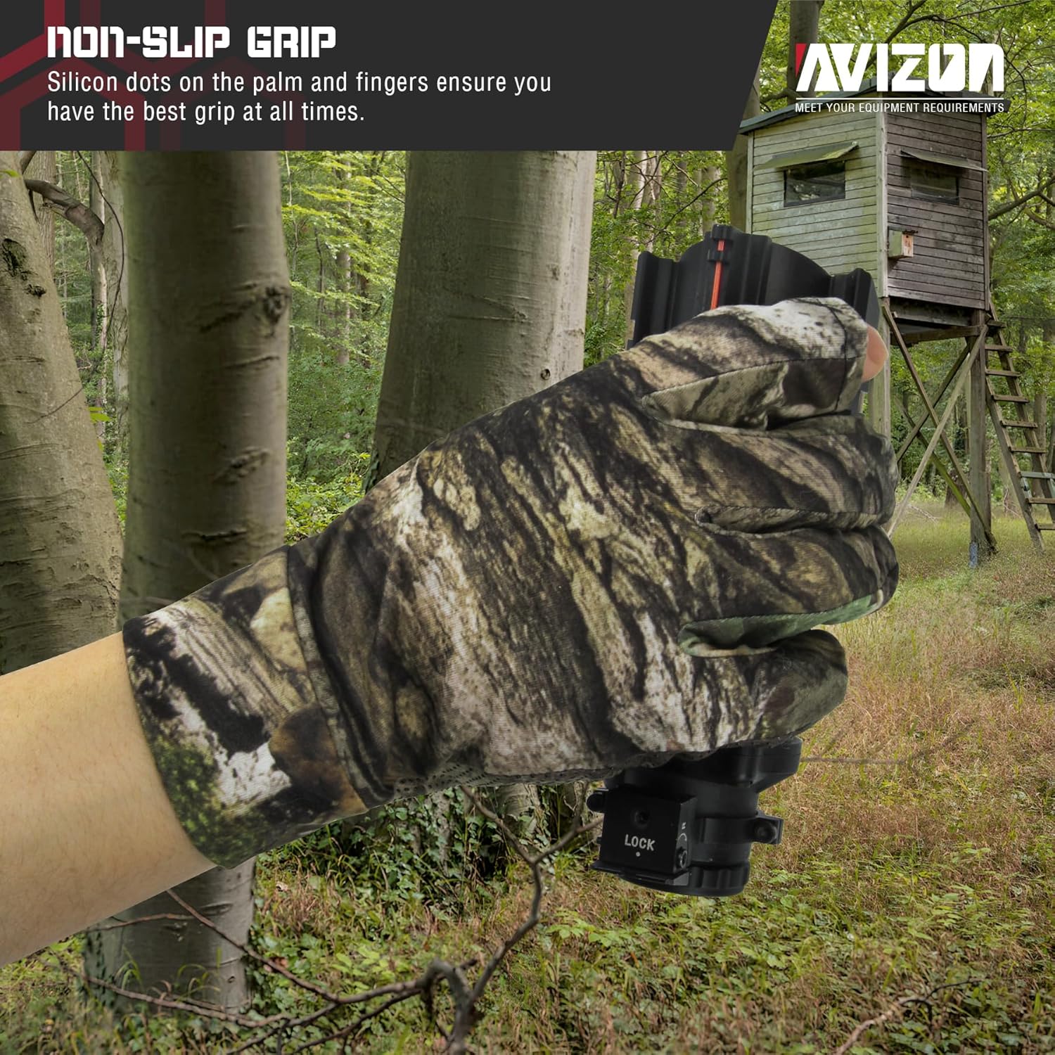 Avizon Mens Fingerless Gloves for Hunting Fishing, Lightweight Anti-Slip Camouflage Glove - Image 7