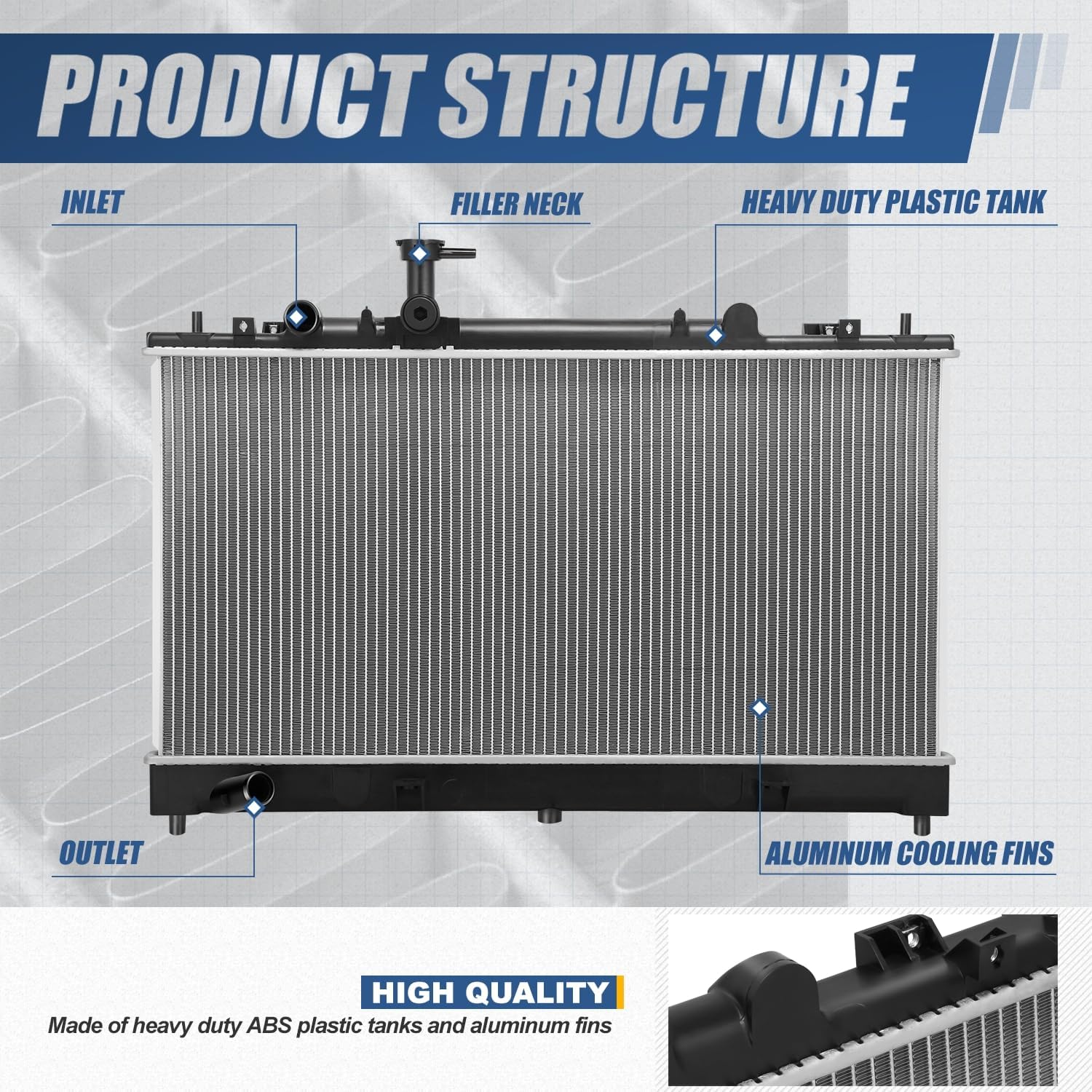 Auto Dynasty Radiator Compatible with 2006-2007 Mazda 6, Aluminum Radiator, 1-Row Radiator, Natural Black/Metallic, DPI 13131