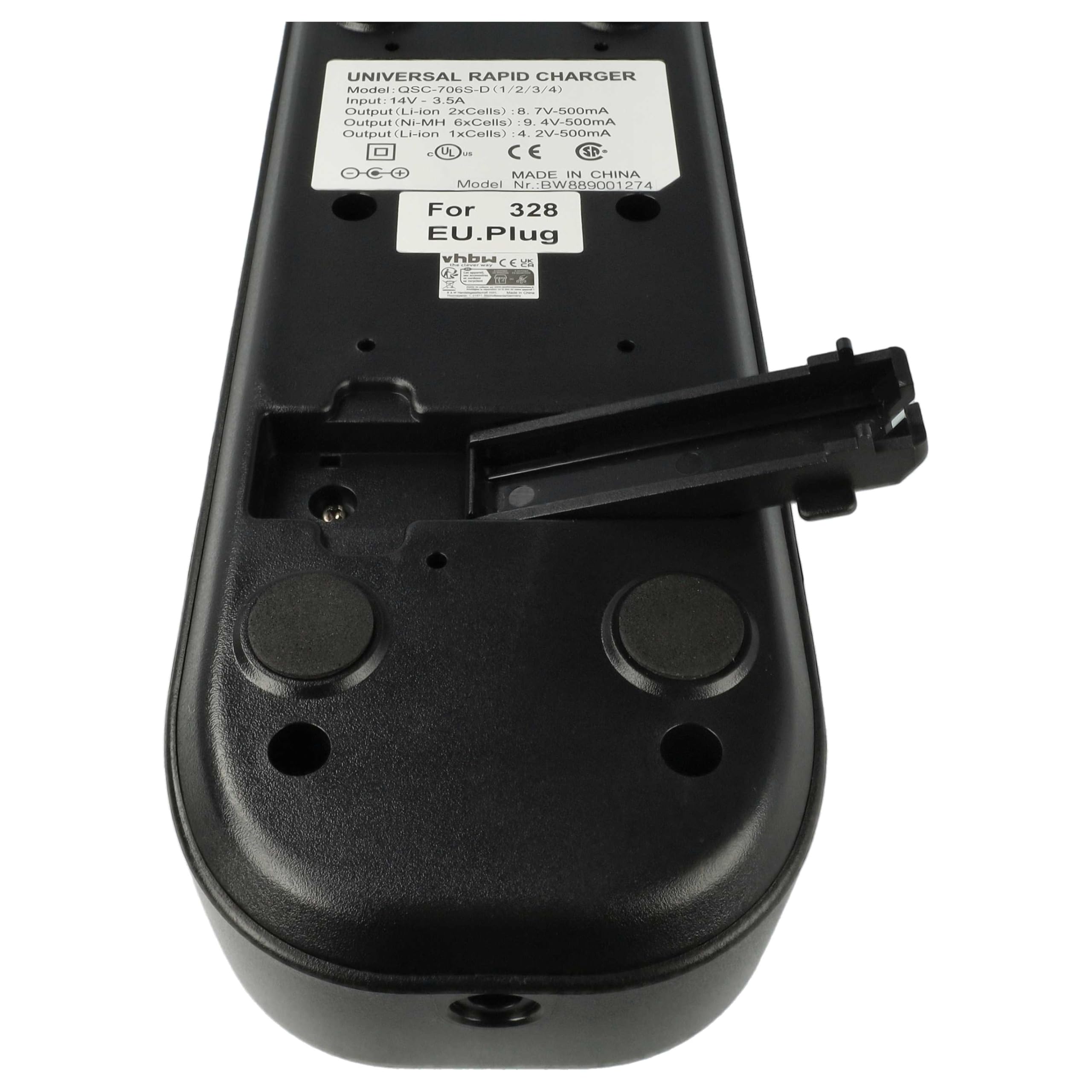 vhbw Cargador 6 Compartimentos Compatible con Motorola NNTN5510BR baterías de Radio - Estación de Carga + Fuente de alimentación, 8,4 V, 0,4 A