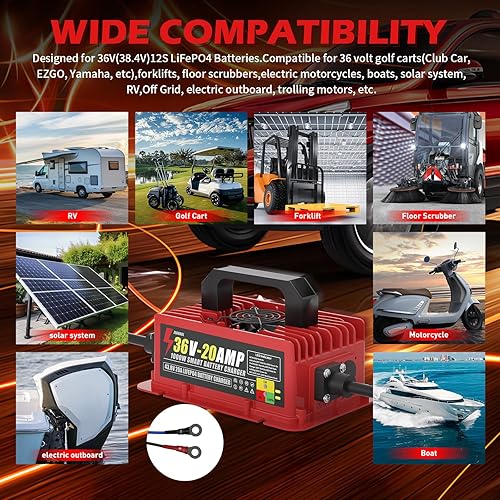 Miniatura 3 de Cargador de batería para carrito de golf de 48 voltios para EZGO RXV y TXT, cargador de carritos de golf de 15 amperios 900 W con enchufe triangular