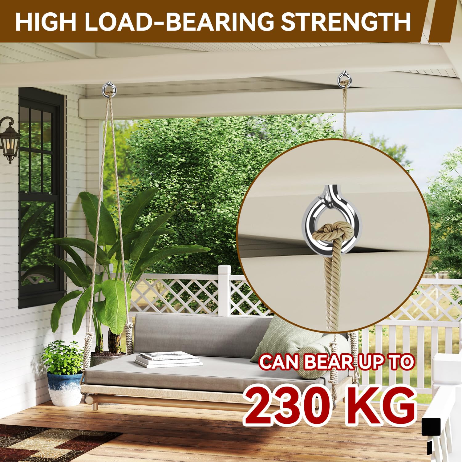 Anclaje para Andamio Ganchos Tornillos de Ojo M12*230mm Tornillos de Anillo Galvanizado Pernos de Ojos Pesado para Anclaje de Andamios Fijación de Pared Levantar 4Pcs (4Pcs, M12*230)