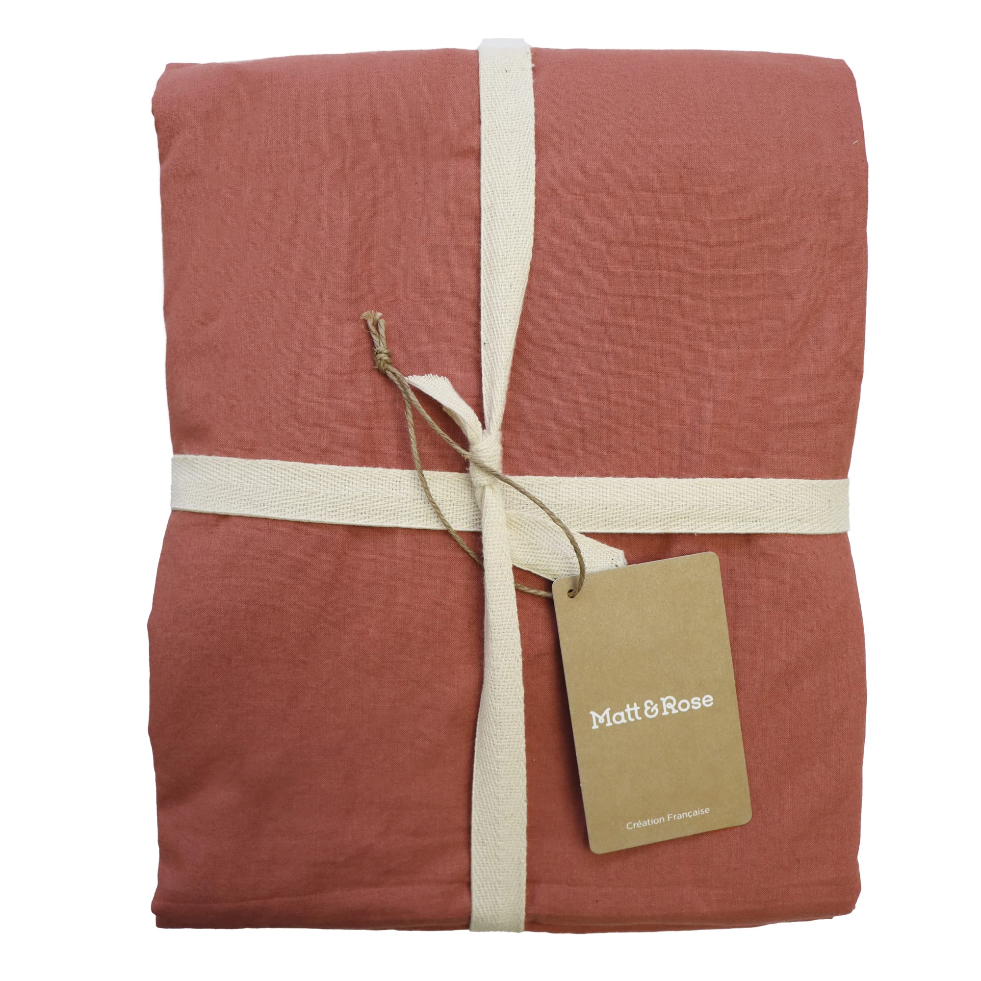 MATT & ROSE Housse de Couette Coton LAVÉ Unie 100% Coton | Terre cuite | 260x240 cm | Chambre adulte, lit 2 places | Coton lavé doux au toucher | Fermeture boutons | Certifié Oeko-Tex