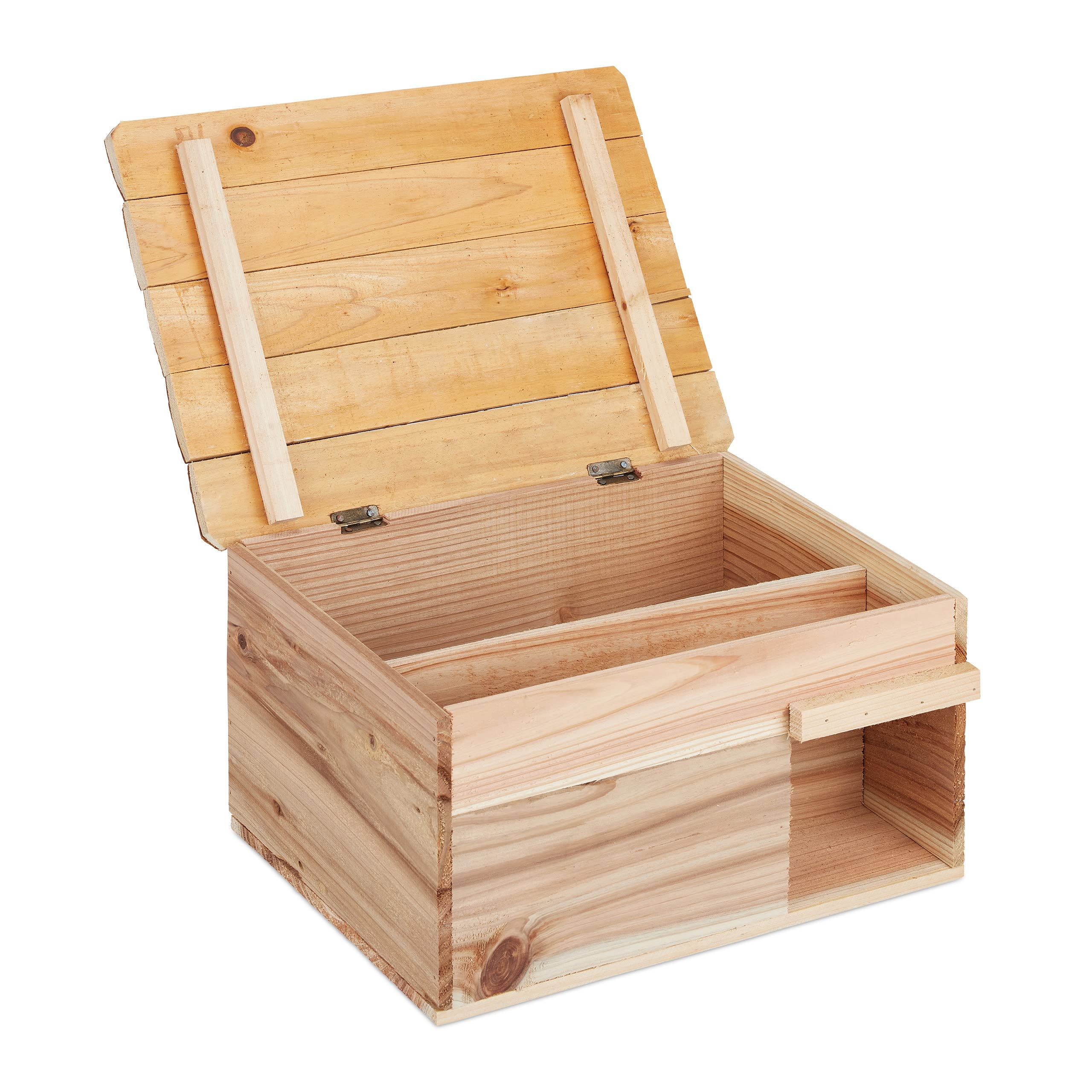 Relaxdays Igelhaus Holz Igelhotel mit Boden katzensicher Winterquartier HBT 21 x 40 x 30 cm Natur
