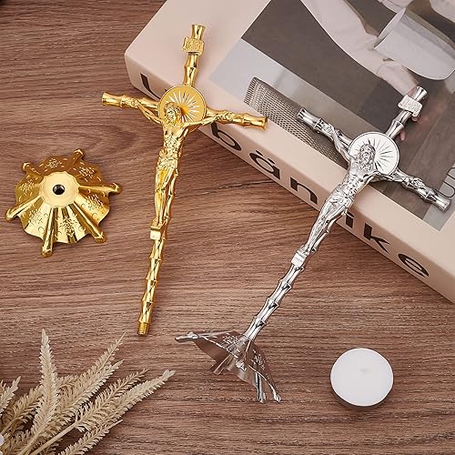 Miniatura 4 de WEBEEDY Crucifijo de metal para pared, cruz, con soporte, estatua de Jesucristo para habitación, oficina, iglesia, decoración