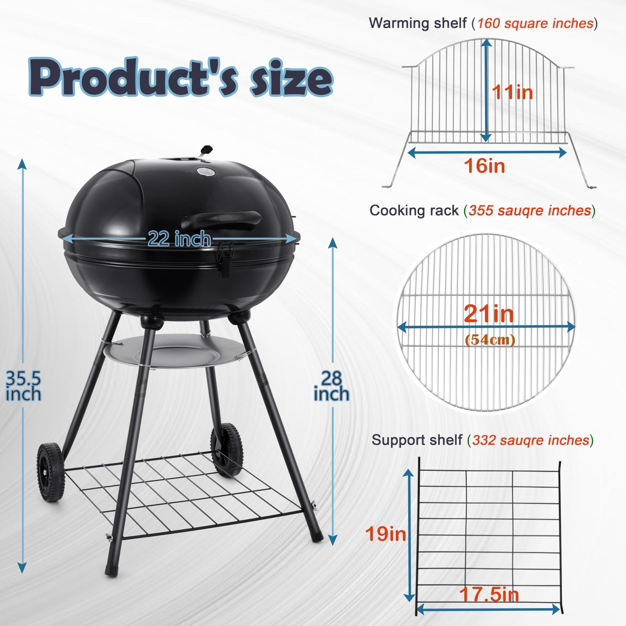 Grilling Racks Snapklik.com : 22-inch Charcoal Kettle Grill Set Of 12, HaSteeL 2 Layer ...