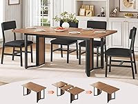Itaar 5-Piece Extendable Dining Table Set for 4-6, 63" Kitchen Table with 4 Cushioned Chairs, MDF & Metal, Small Space, Brown