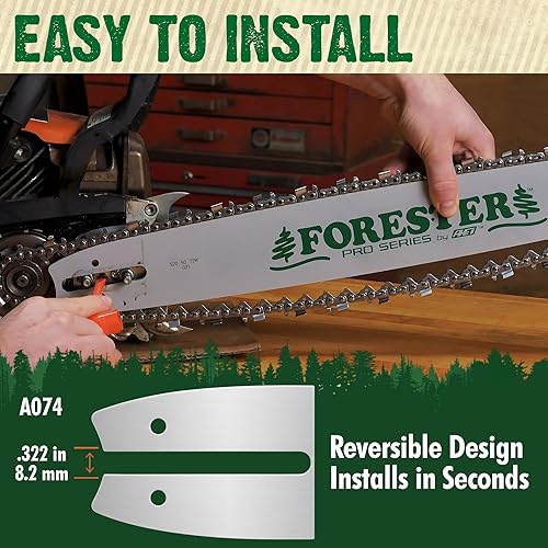 Miniatura 4 de FORESTER Combo de barra de motosierra de repuesto de 18 pulgadas y cadena - 18 pulgadas de longitud, paso .325, calibre .063, montaje A074, enlace