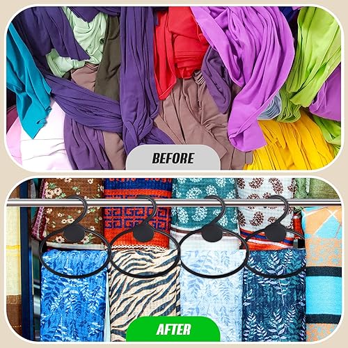 Miniatura 4 de 50 piezas de bufanda negra para bufandas, organizador de bufandas de plástico, organizador de bufandas para ahorrar espacio, colgador de ropa para