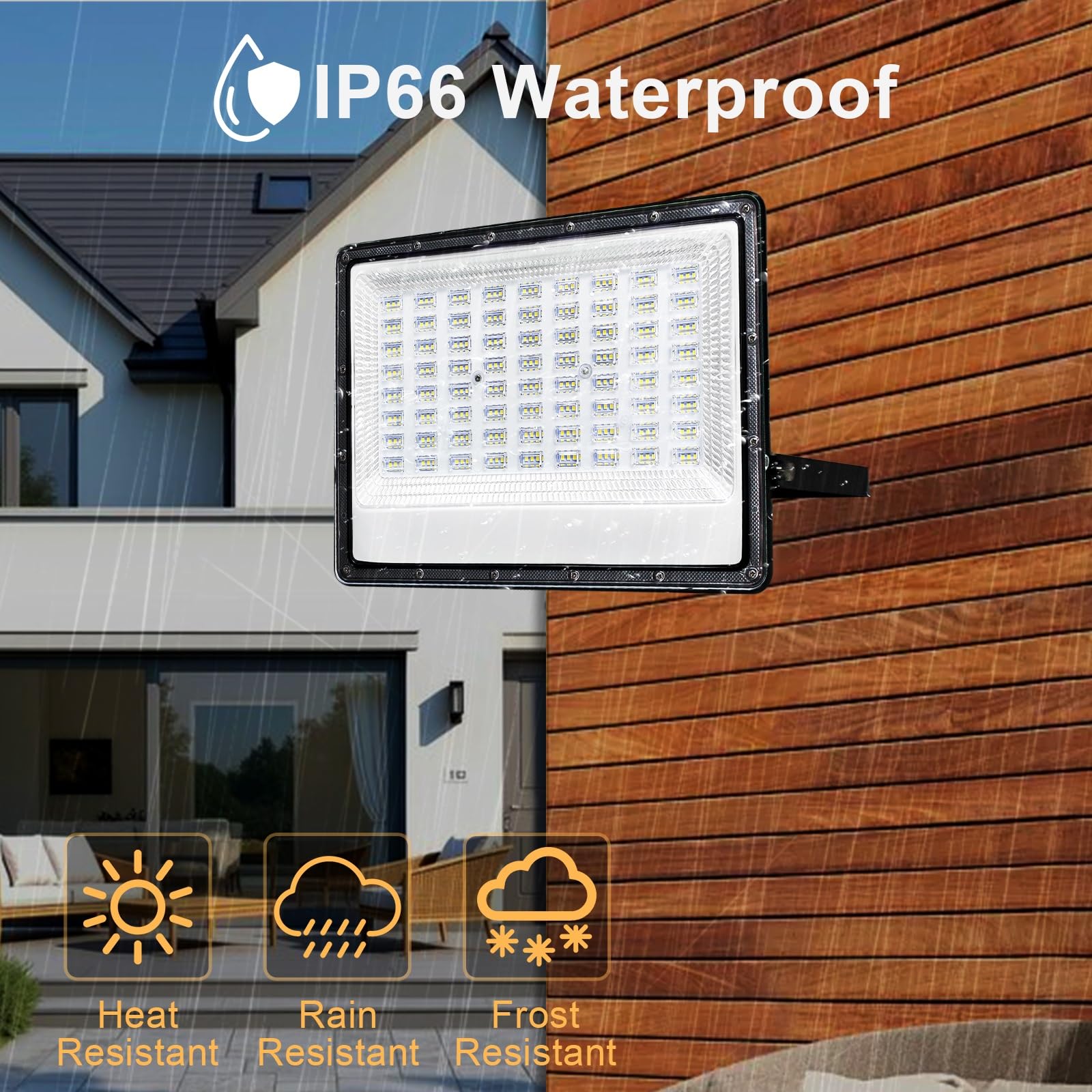 CREATESTAR Faretto Led da Esterno 150W, 15000LM Faretti Led Esterni 6500K luce bianca fredda, IP66 Impermeabile Faro Led Esterno per magazzino, garage, giardino, cortile, parcheggio, campo sportivo