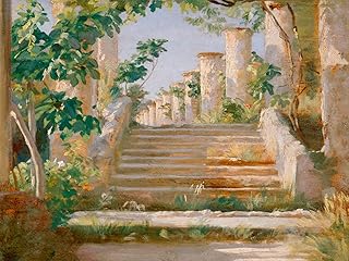 LuxHomeDecor Quadro Stampa su Pannello in Legno MDF Peder Severin Krøyer Loggia in Ravello Misura 100x75 CM Bordo Bianco