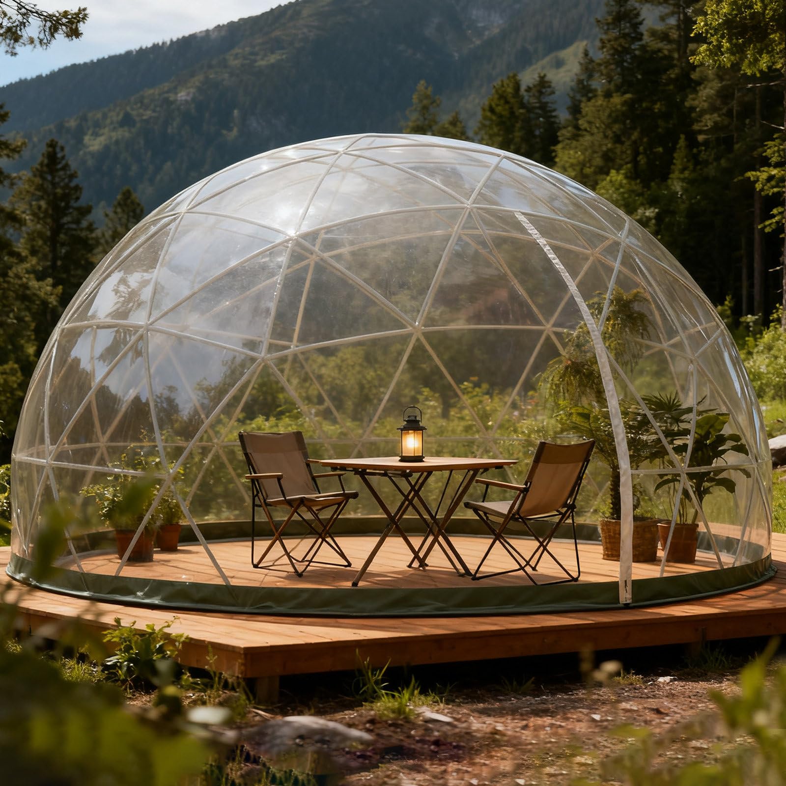 Garten-Iglu-Bubble-Zelt Mit Reißverschlusstüren Und 10 M Lichterkette, 3,6 M, Transparente TPU-Außenkuppel Für 5–7 Personen, Schafft Einen Privaten Rückzugsort Zum Campen Und Essen