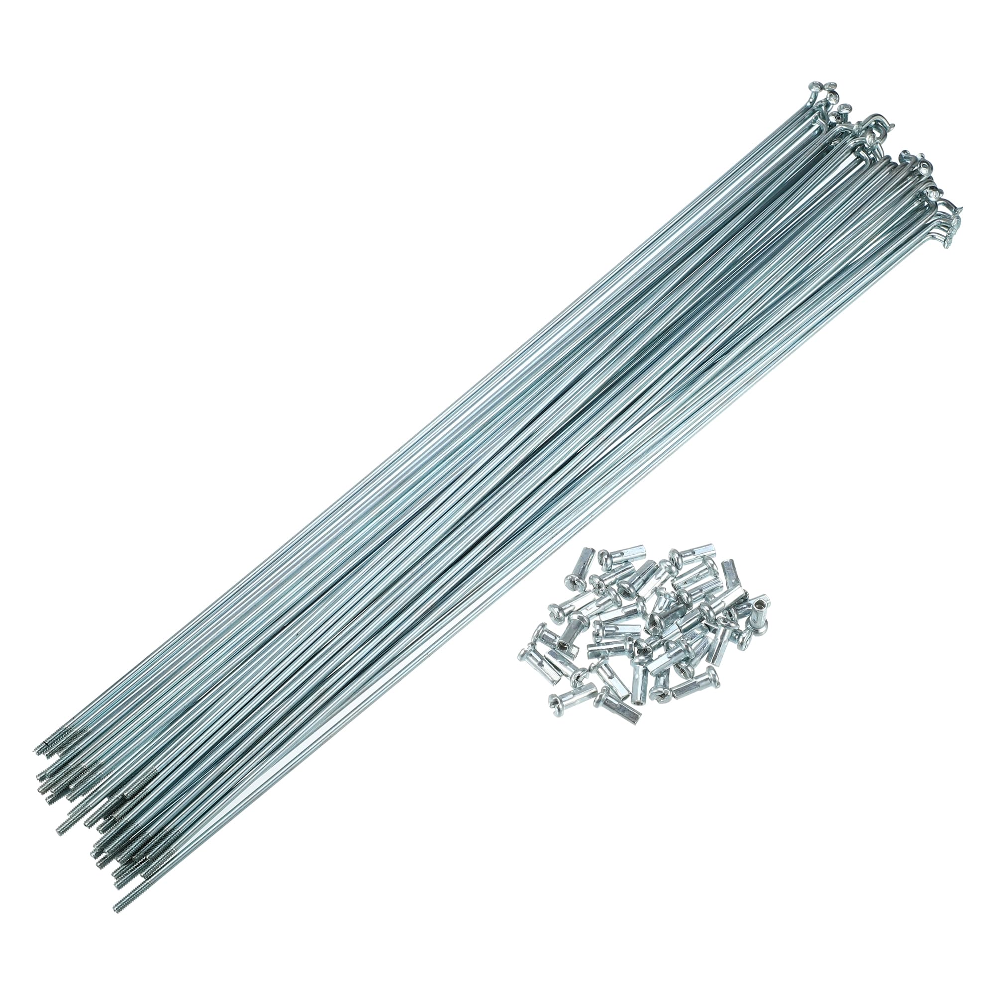 X AUTOHAUX 36 Pcs 14G J Bend 266mm Bike Bicycle Spokes with Nipples Silver Tone