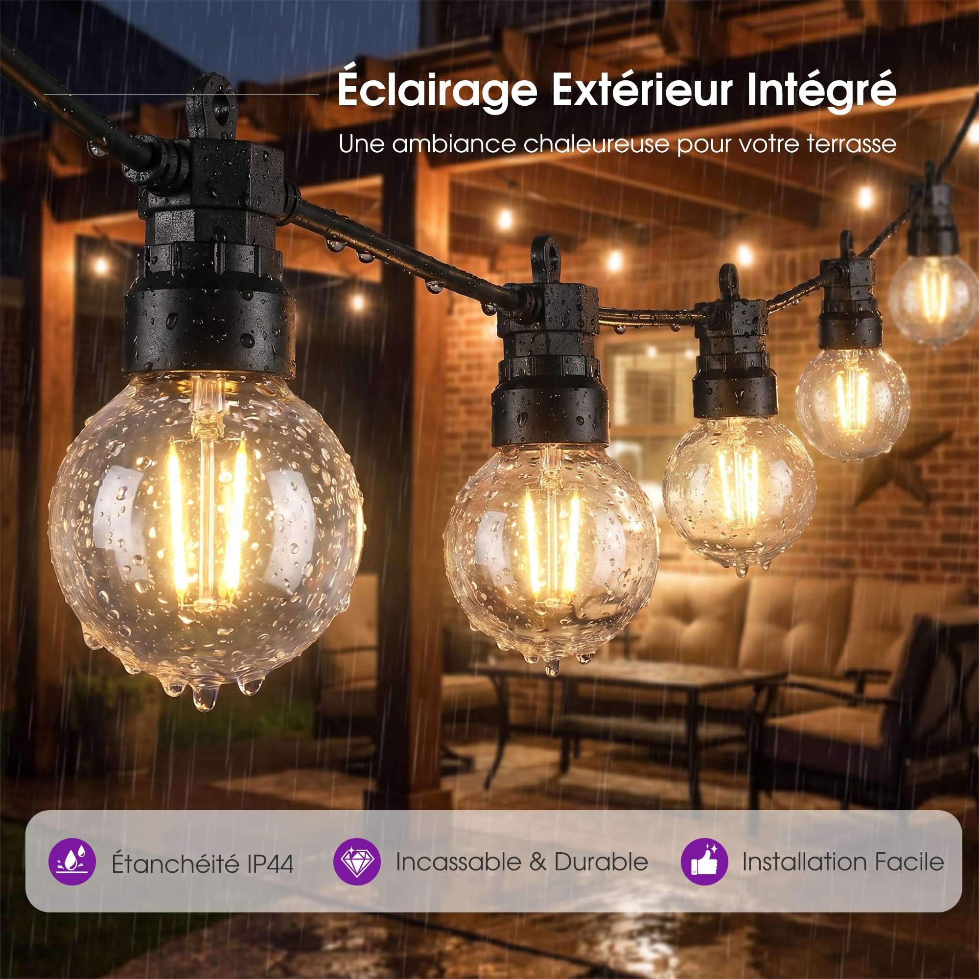 PURPLE LEAF Pergola Aluminium 3,65 x 3 m avec LED Toit Coulissant, Gris