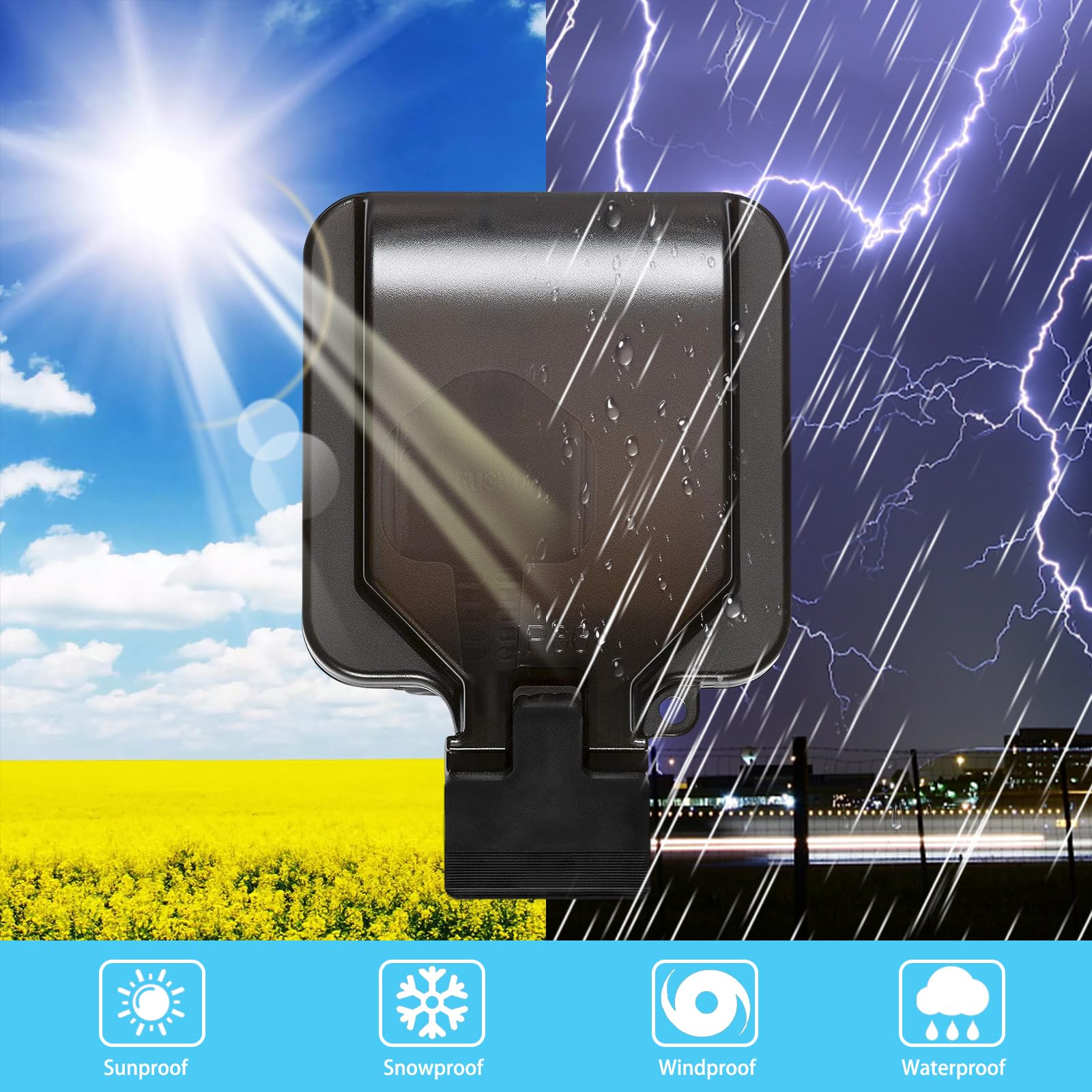FOVNOT 1 Gang Weatherproof Outdoor Sockets, 13A Outside Plug Sockets IP66 Single Socket Waterproof Plug Socket - Image 3