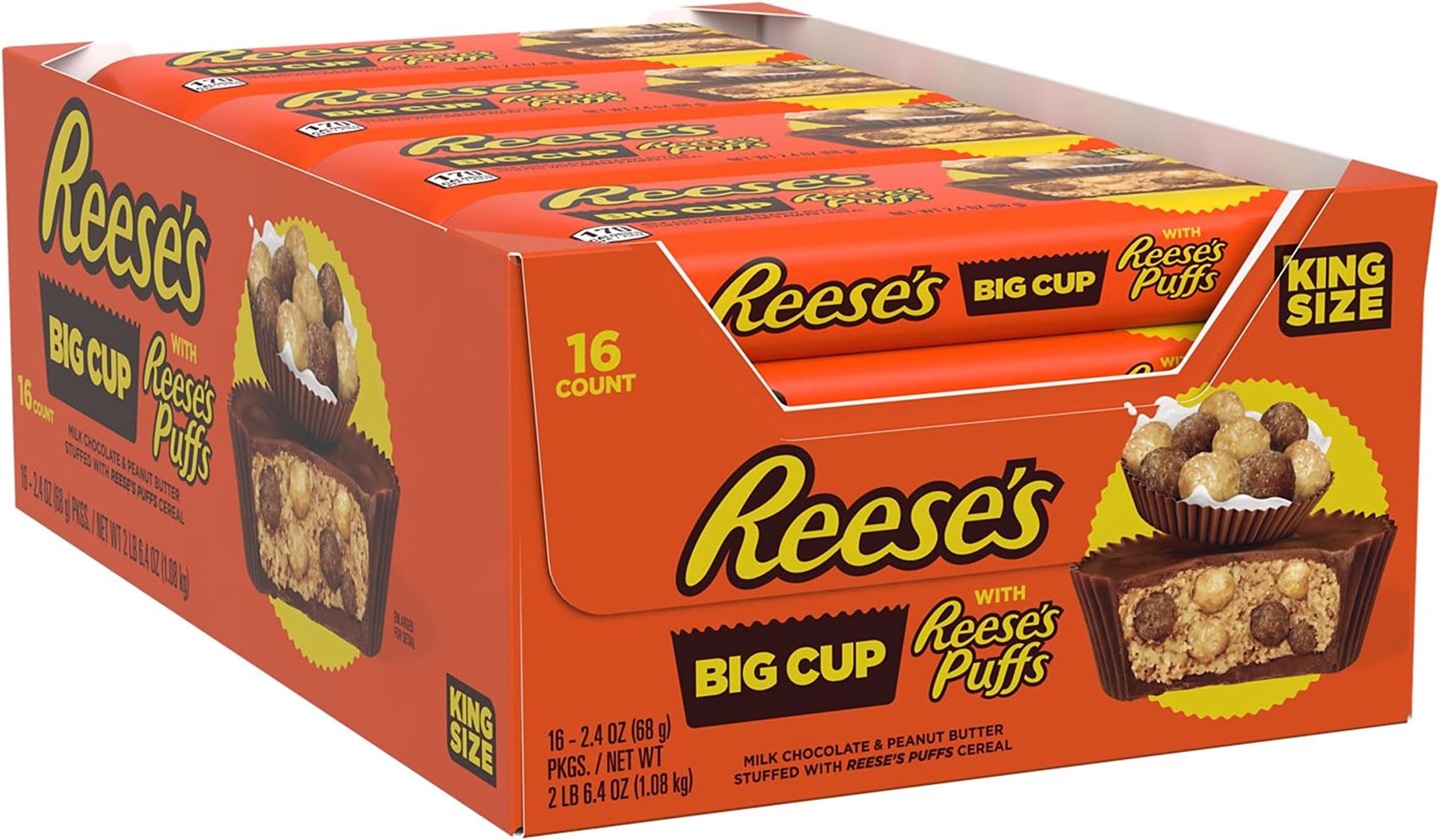 Amazon.com: REESE'S Big Cup with Puffs Cereal Milk Chocolate King Size ...