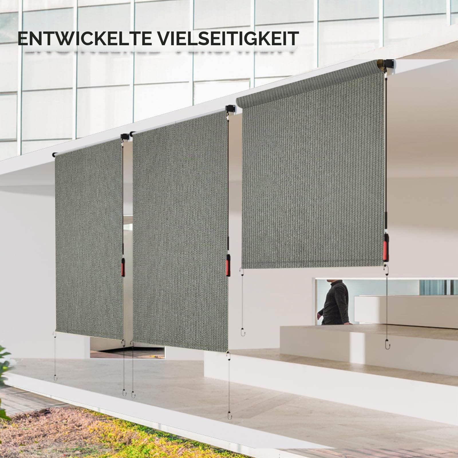 Elektrische Markisenkurbel, kabellos, einziehbar, motorisiertes Rollwerkzeug mit 4-Gang-Steuerung, kompatibel mit Terrassen- und Pergola-Jalousien, Typ-C-Schnellladung