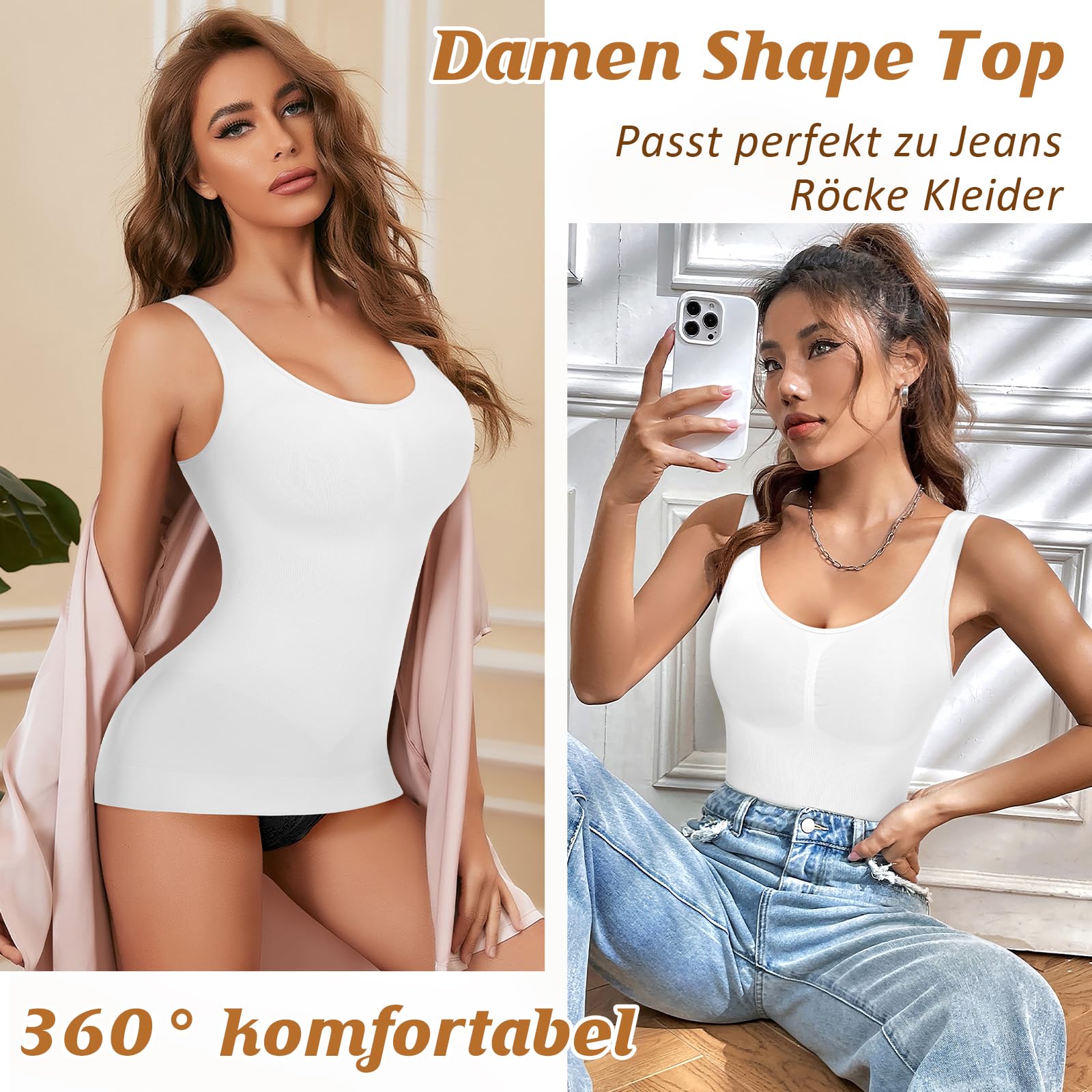 YARRCO Shape Unterhemd Damen Formende Tank Top Bauchweg Shapewear Sport Tanktop Figurformendes Trägertop Body Shaper Hemdchen Nahlos Camisole Shaping Hemd