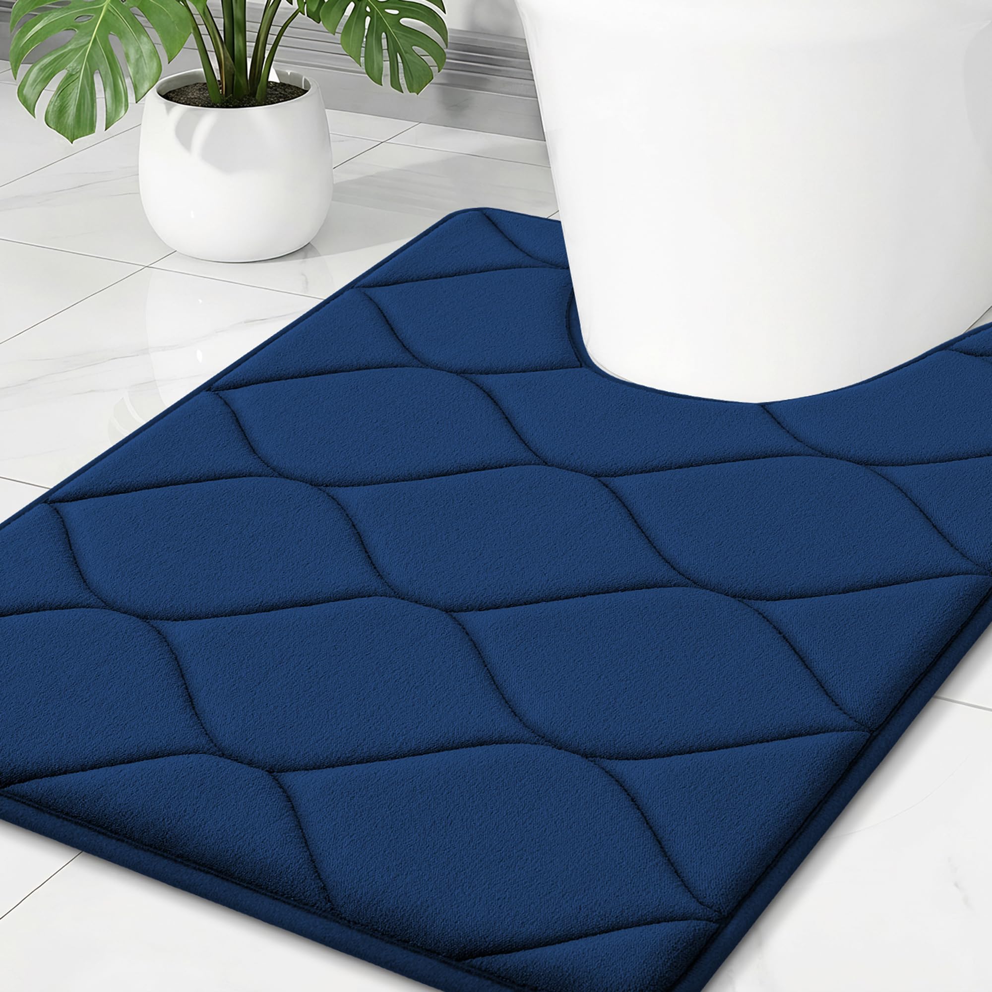 Smiry Memory Foam U-Shaped Toilet Mat 24x20, Soft Absorbent Toilet Rugs