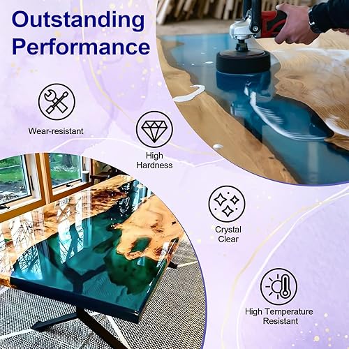 Miniatura 9 de JANCHUN Kit de resina epoxi transparente de 1 galón, sin burbujas, antiamarilleo, autonivelante, fácil de mezclar, revestimiento y resina de