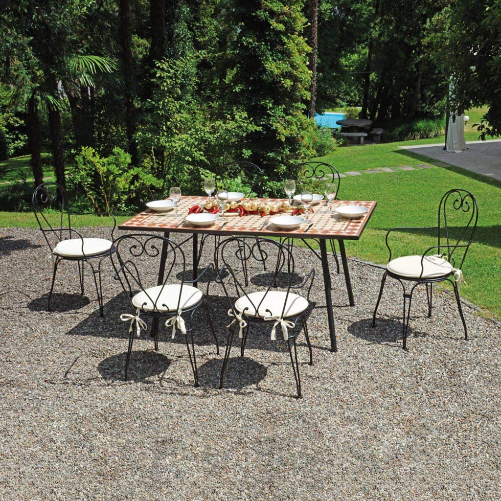 Tavolo da Giardino in Ferro con Piano in Mosaico TTM 12