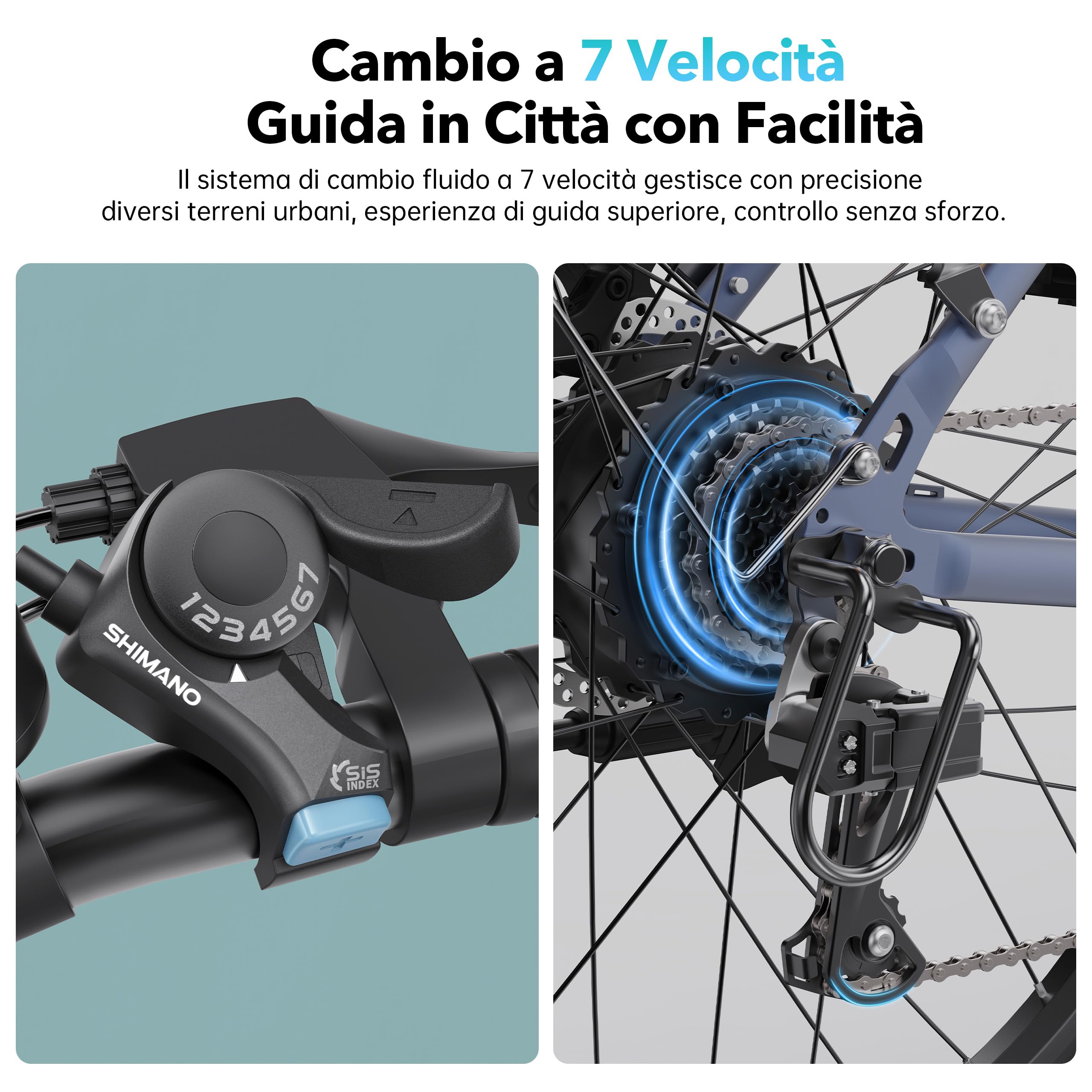 Touroll Bicicletta elettrica J2, pneumatici da 26'', batteria da 15,6 Ah, motore da 250 W e 45 Nm, autonomia di 100 km, ideale per i pendolari in città