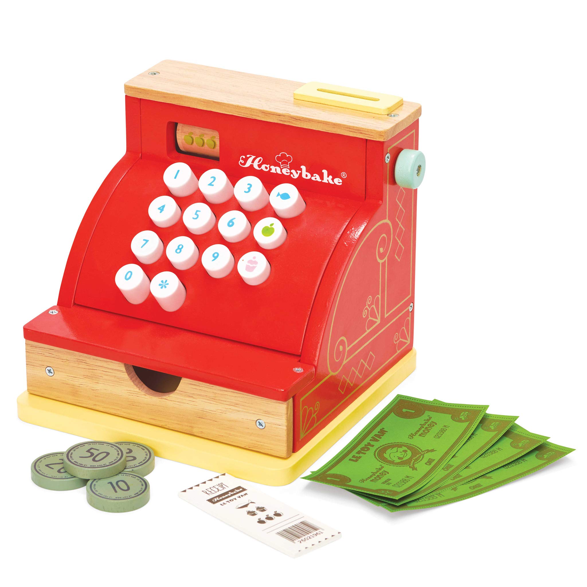 Le Toy Van Wooden Honeybake Cash Register Role Play Toy With Receipt