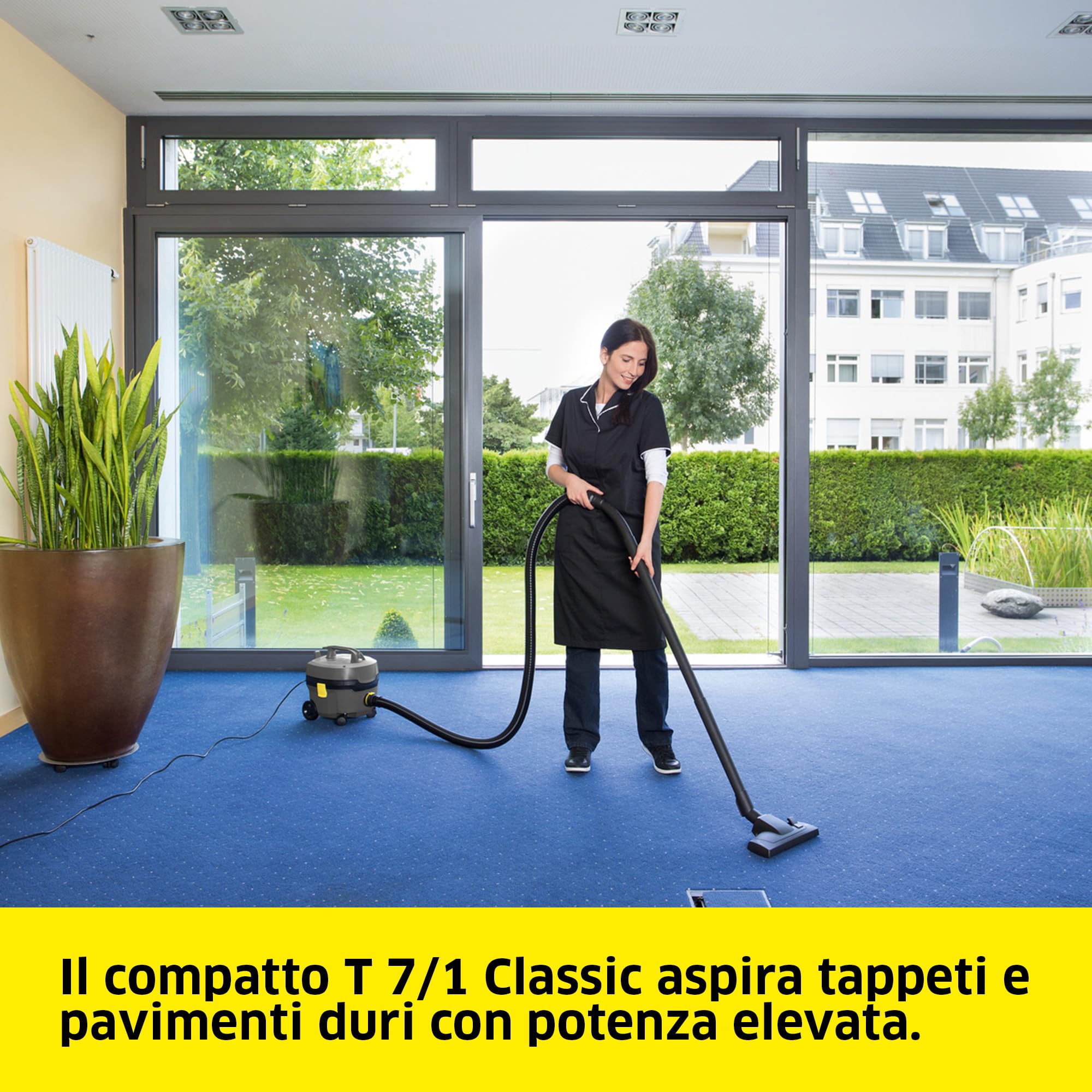 KÄRCHER aspirapolvere professionale T 7/1 Classic, contenitore: 7 l, potenza: 850 W, livello di pressione sonora: 62 dB(A), peso: 3,5 kg, cavo: 7,5 m, cestello filtro permanente