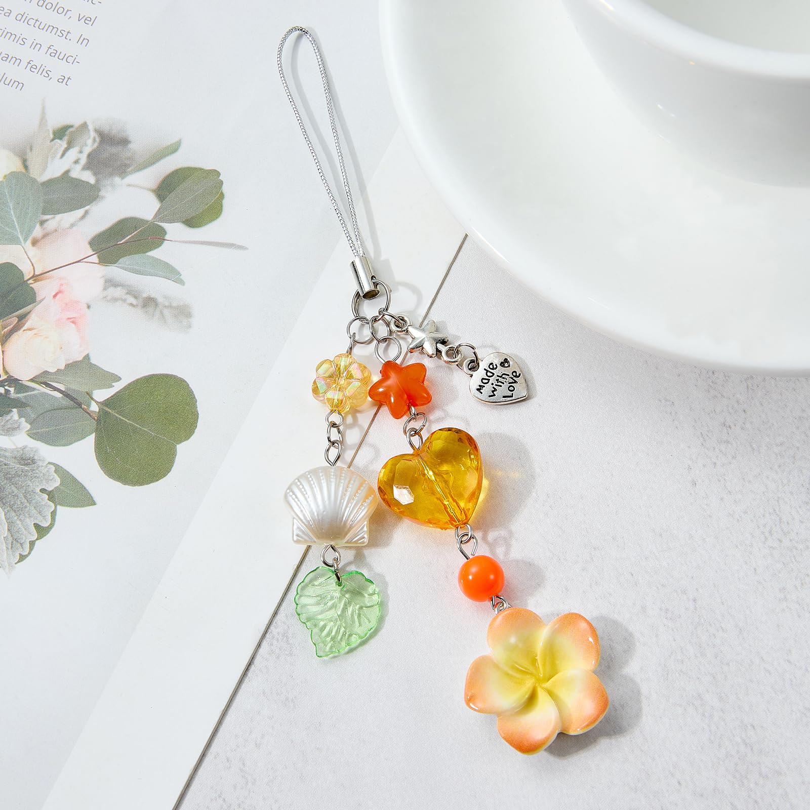 BEEFLYING Pendentif Fleur d'Hibiscus Y2K Charmes Doré en Forme de Cœur pour Téléphone Portable