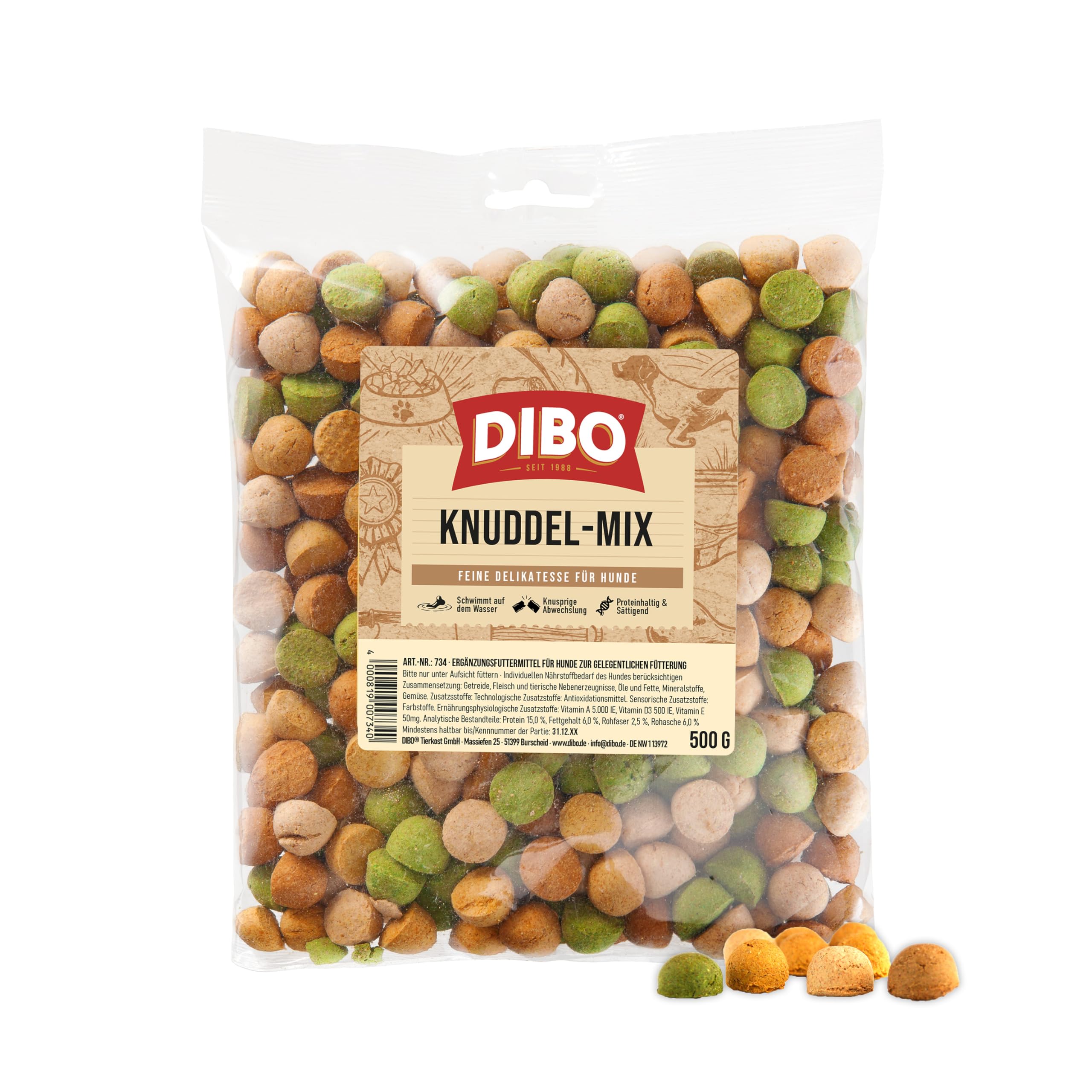 DIBO Duos-Mix, 500 g zak, gebakken goederen als gezonde natuurlijke voeding voor honden, hondenvoer, barf, B.A.R.F., lekkernijen, hondenkoekjes