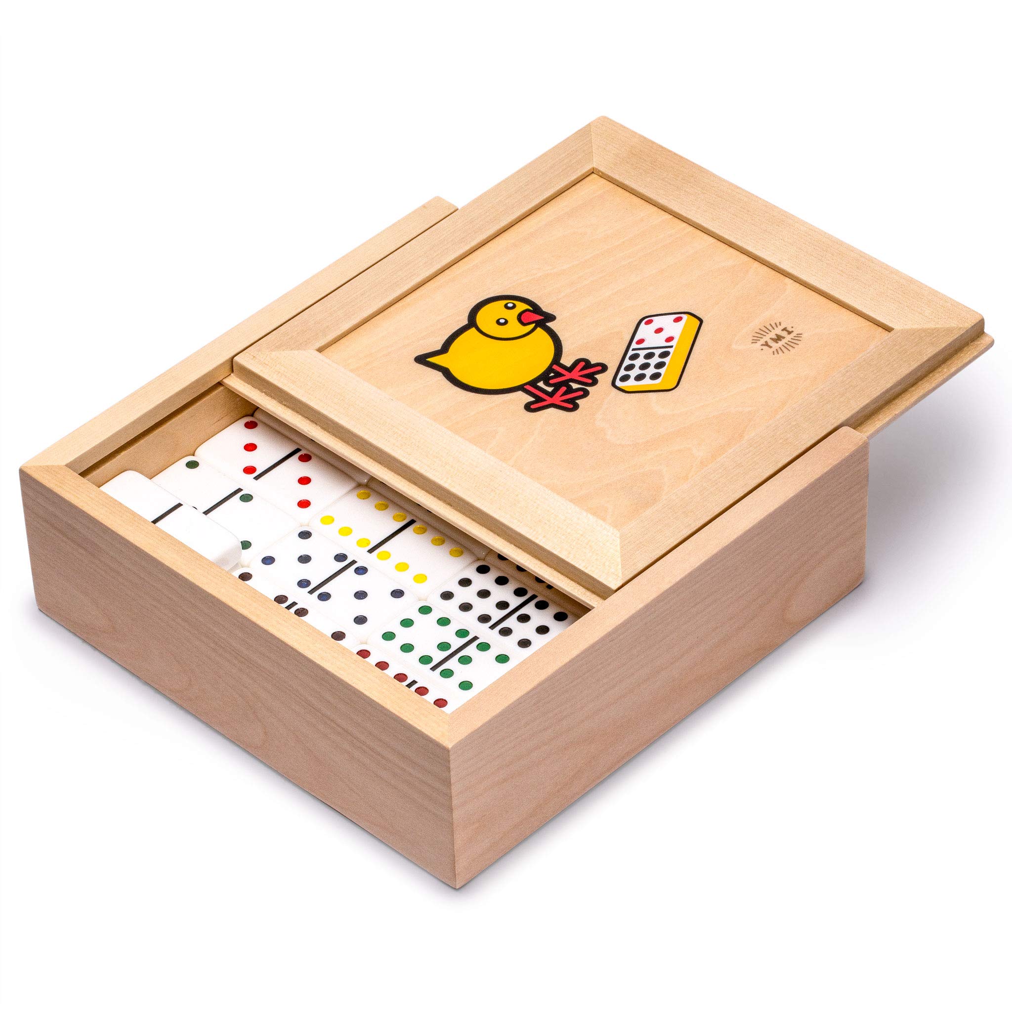 Yellow Mountain Imports Chicken Foot Complete Game Set with Double 9 Dominoes, Wooden Case, Hub, and Scorepad - Image 3