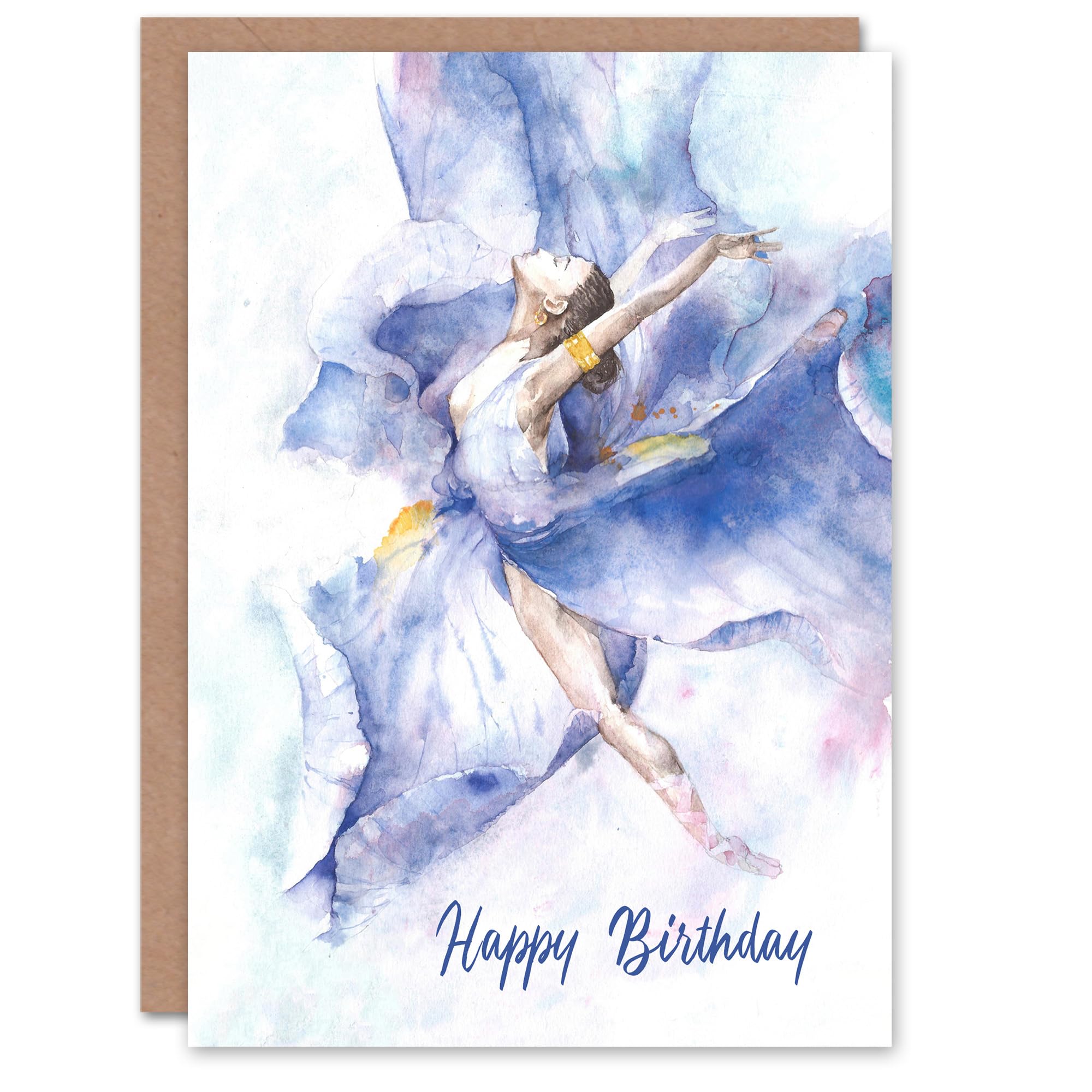 Artery8 Happy Birthday Ballerina Girl Ballet Watercolor Birthday Card
