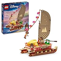 LEGO ǀ Disney Oceania 2 La Canoa di Vaiana - Barca Giocattolo da Costruire con Vela in Tessuto