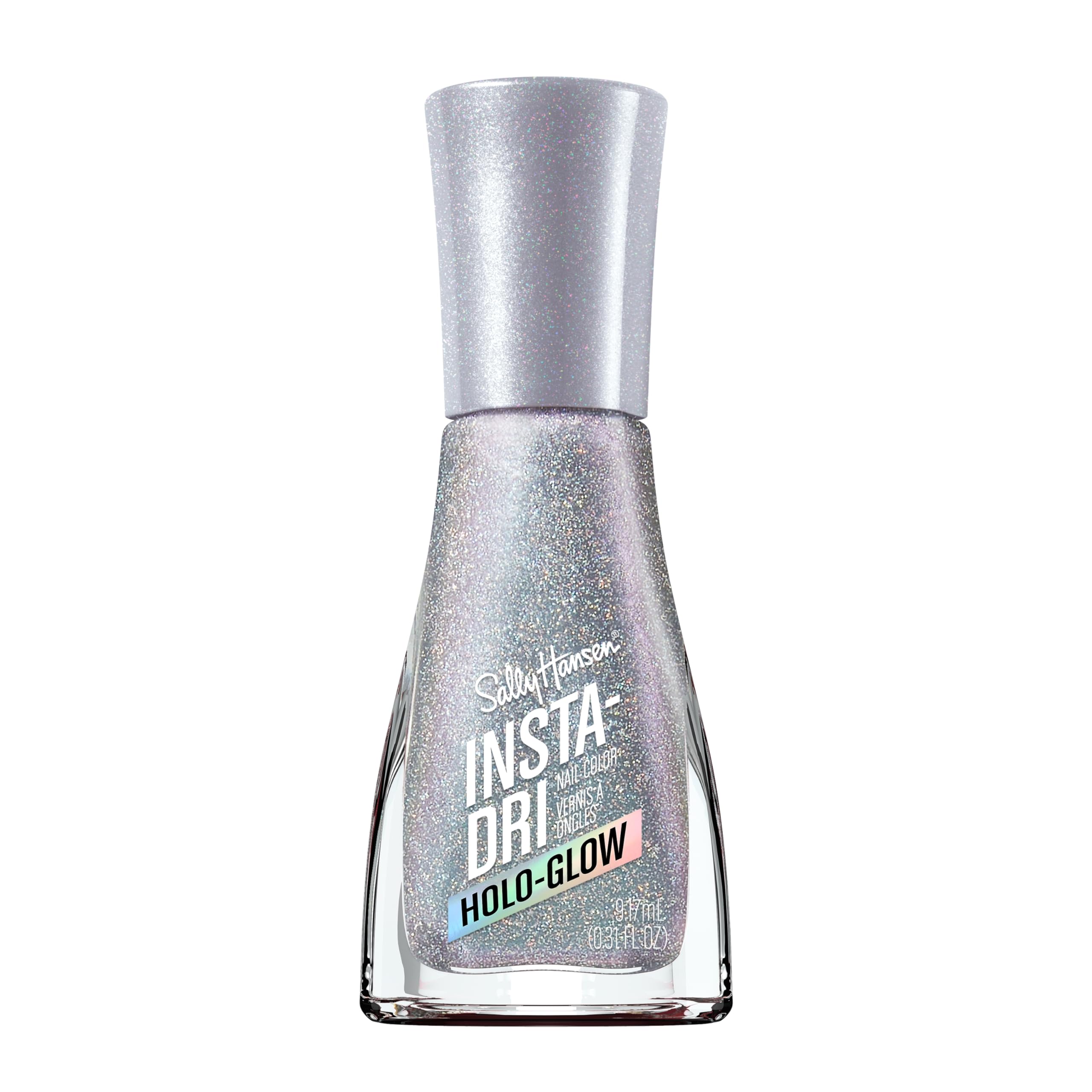 Sally Hansen Insta-Dri Holo-Glow Nail Polish | Quick Dry, Long Lasting, Streak-Free Shine | Semi-Opaque, Shimmer | 103 Euphoric | Holographic Gray Nail Color