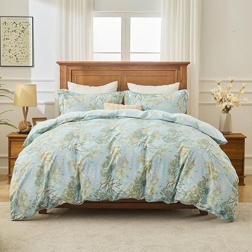 kingrest 100% Cotton Twin Duvet Cover Set - 3 Piece Soft & B