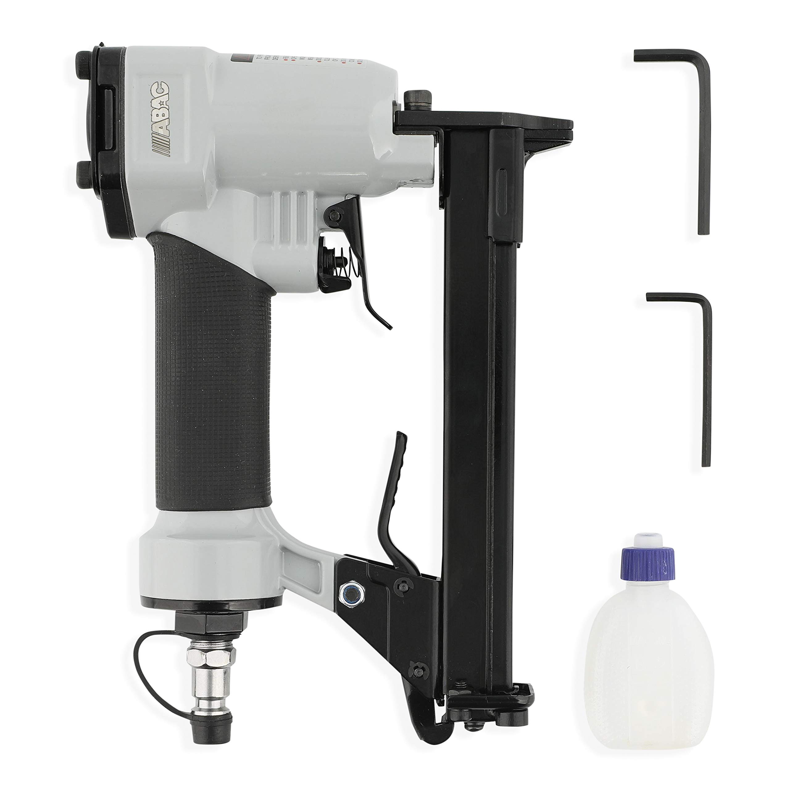 ABAC Cucitrice Pneumatica G-302 - Valigetta in plastica con accessori (chiave esagonale 3 e 4 mm + bottiglia d'olio vuota) - Fino a 100 punti - Lunghezza punti: 6-16 mm