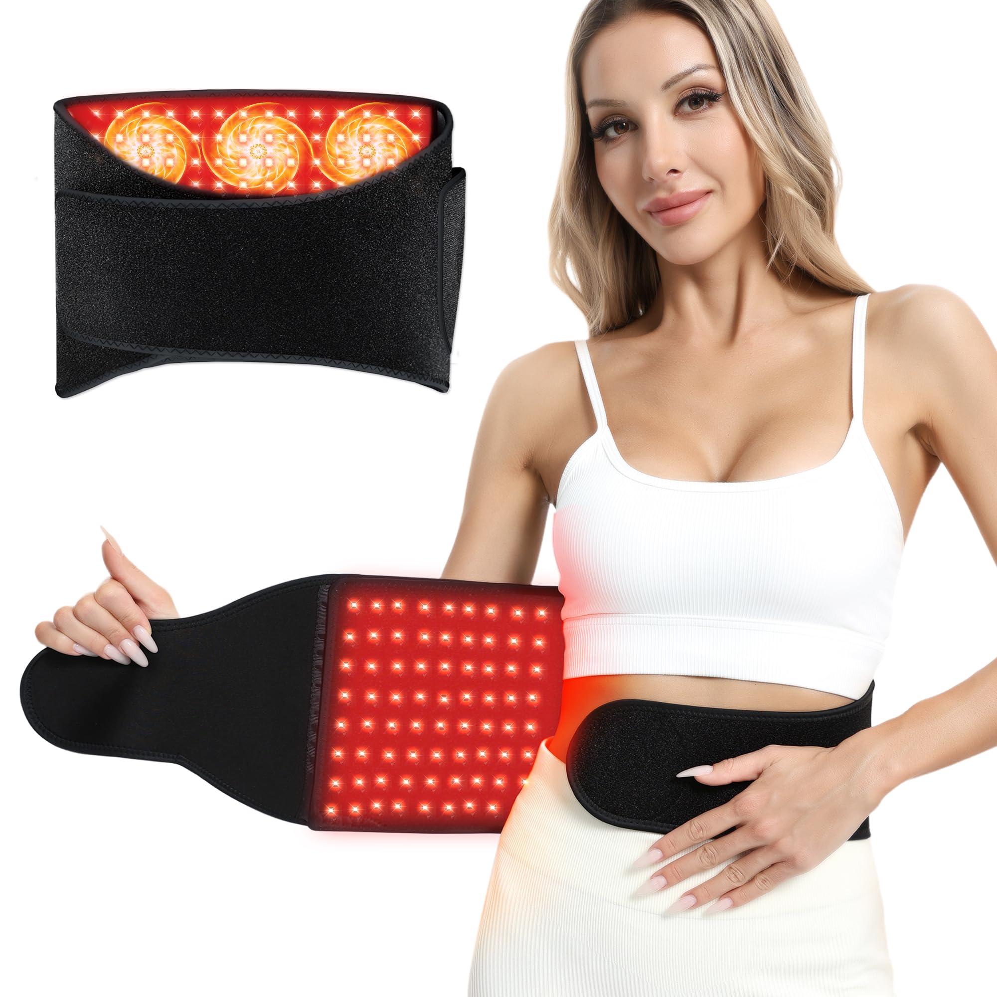 Red Light Therapy for Body: Infrared Light Therapy Belt Massage Pad with Vibration for Back, Waist, Shoulder, and Belly Pain Relief, Portable Relaxation for Home, Men & Women (Deep Black)