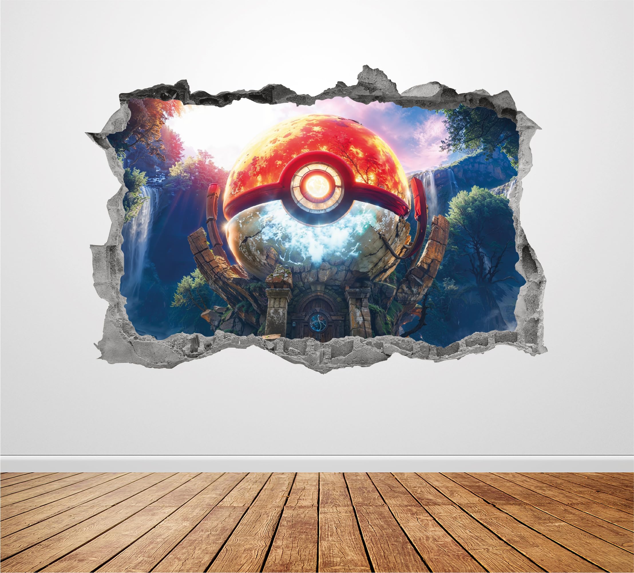 Ball Wall Decal 3D AI Graphic Wall Art Sticker, Wall Decor, Game Wall Sticker Mural Poster Custom Vinyl Kids Bedroom Gift