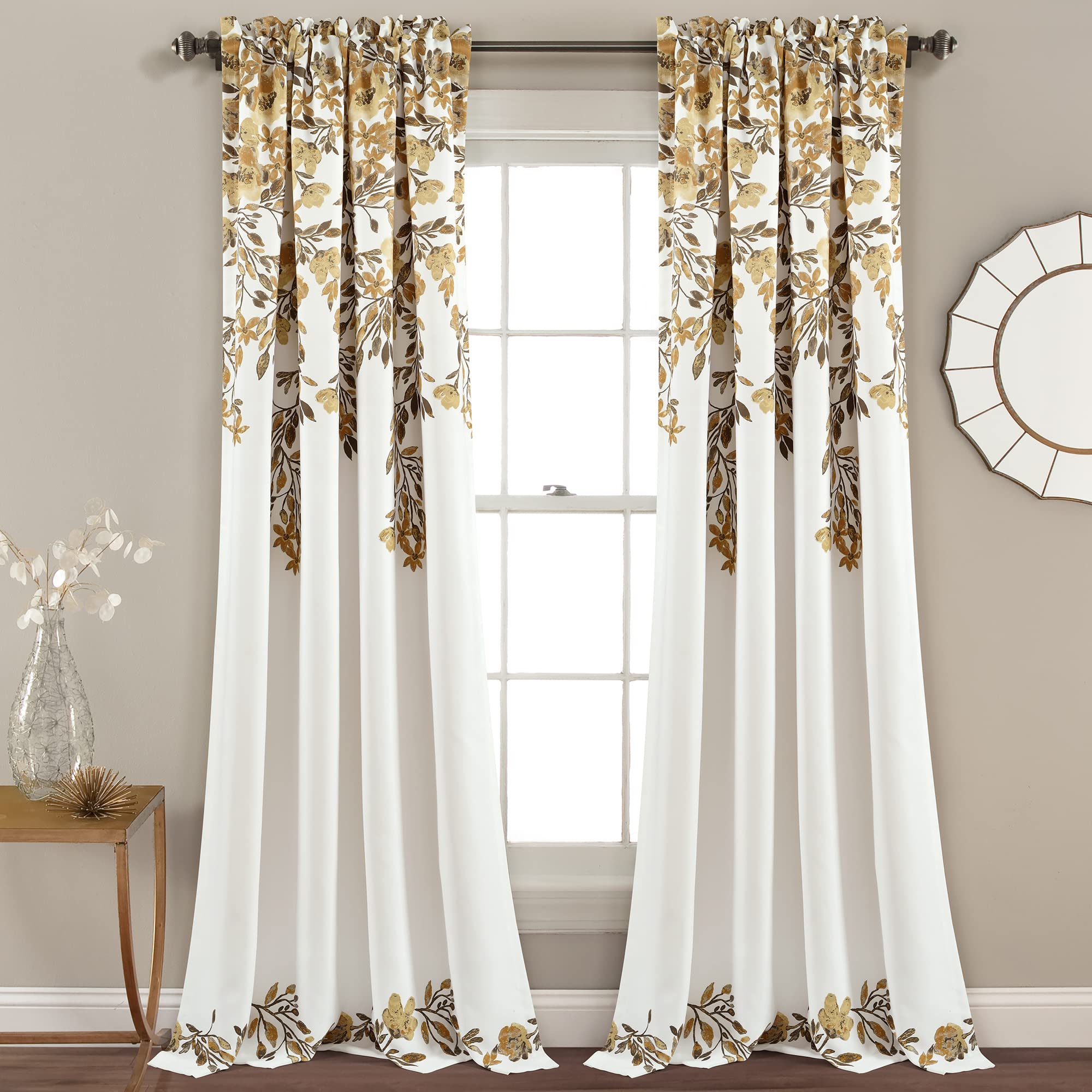 Lush Decor Tanisha Light Filtering Window Curtain Panel Pair, 84" Long x 52" Wide, Neutral & Gray, Grey and Neutral